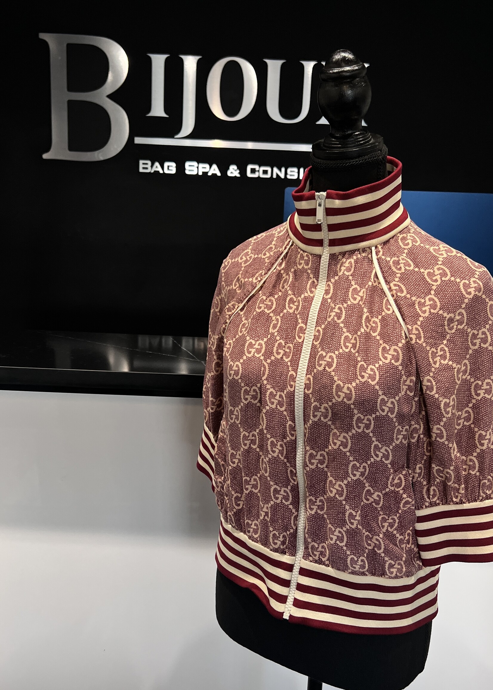 Gucci Gucci Monogram Print Red Zip Up- M