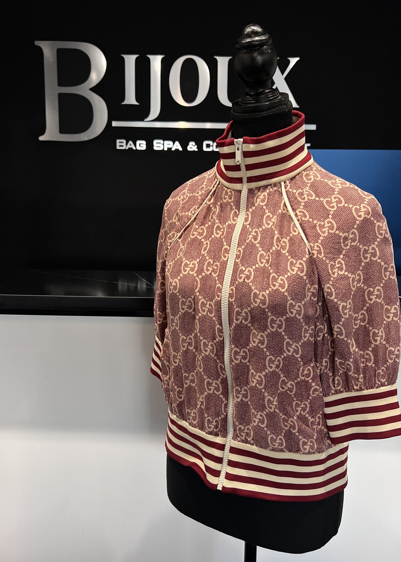 Gucci Gucci Monogram Print Red Zip Up- M
