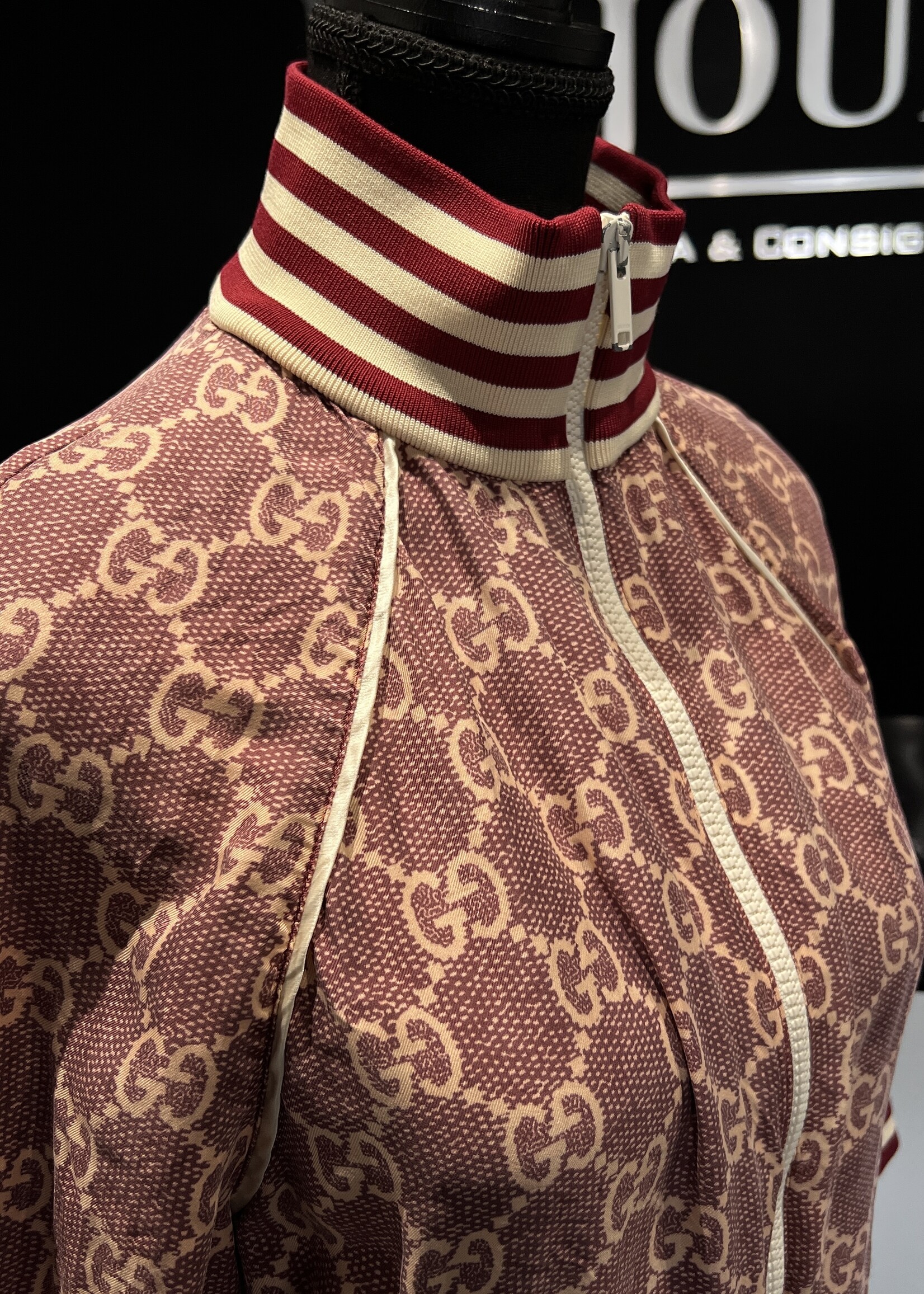 Gucci Gucci Monogram Print Red Zip Up- M