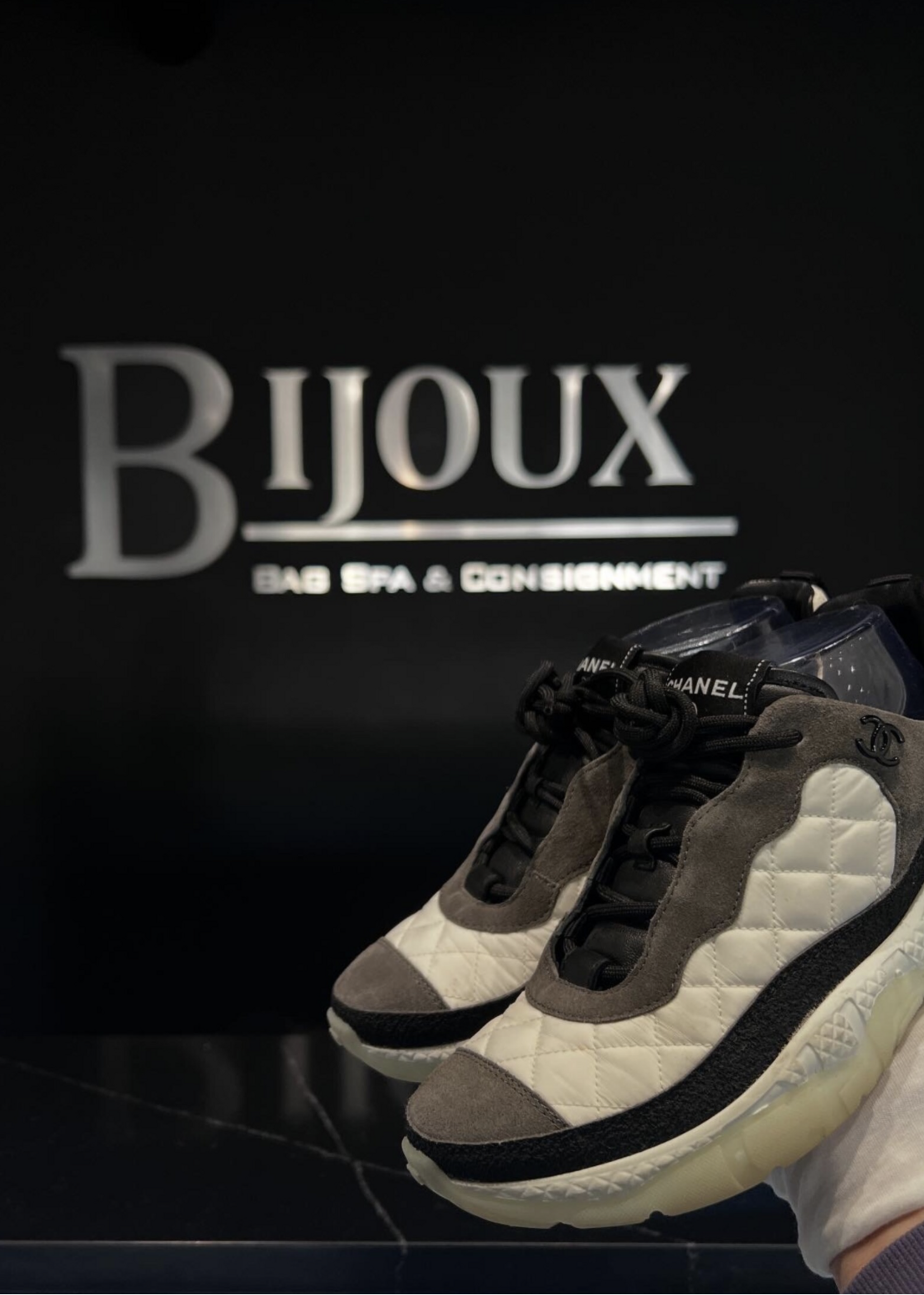 Chanel Chanel High Top Nylon Black Sneakers 38