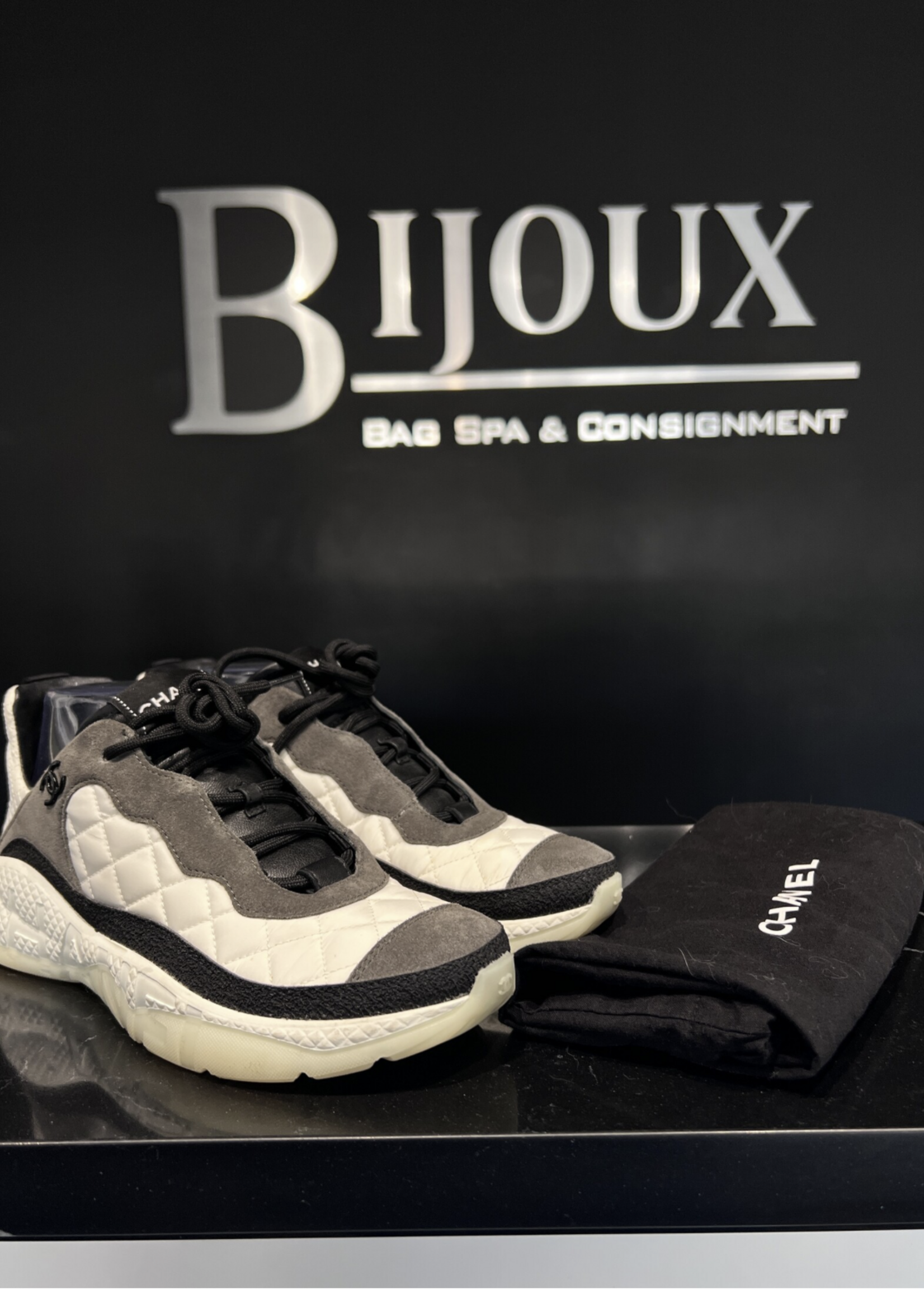 Chanel Chanel High Top Nylon Black Sneakers 38