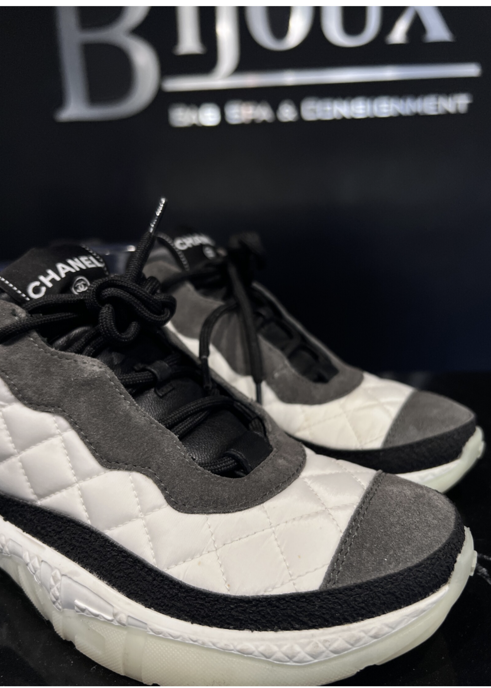 Chanel Chanel High Top Nylon Black Sneakers 38