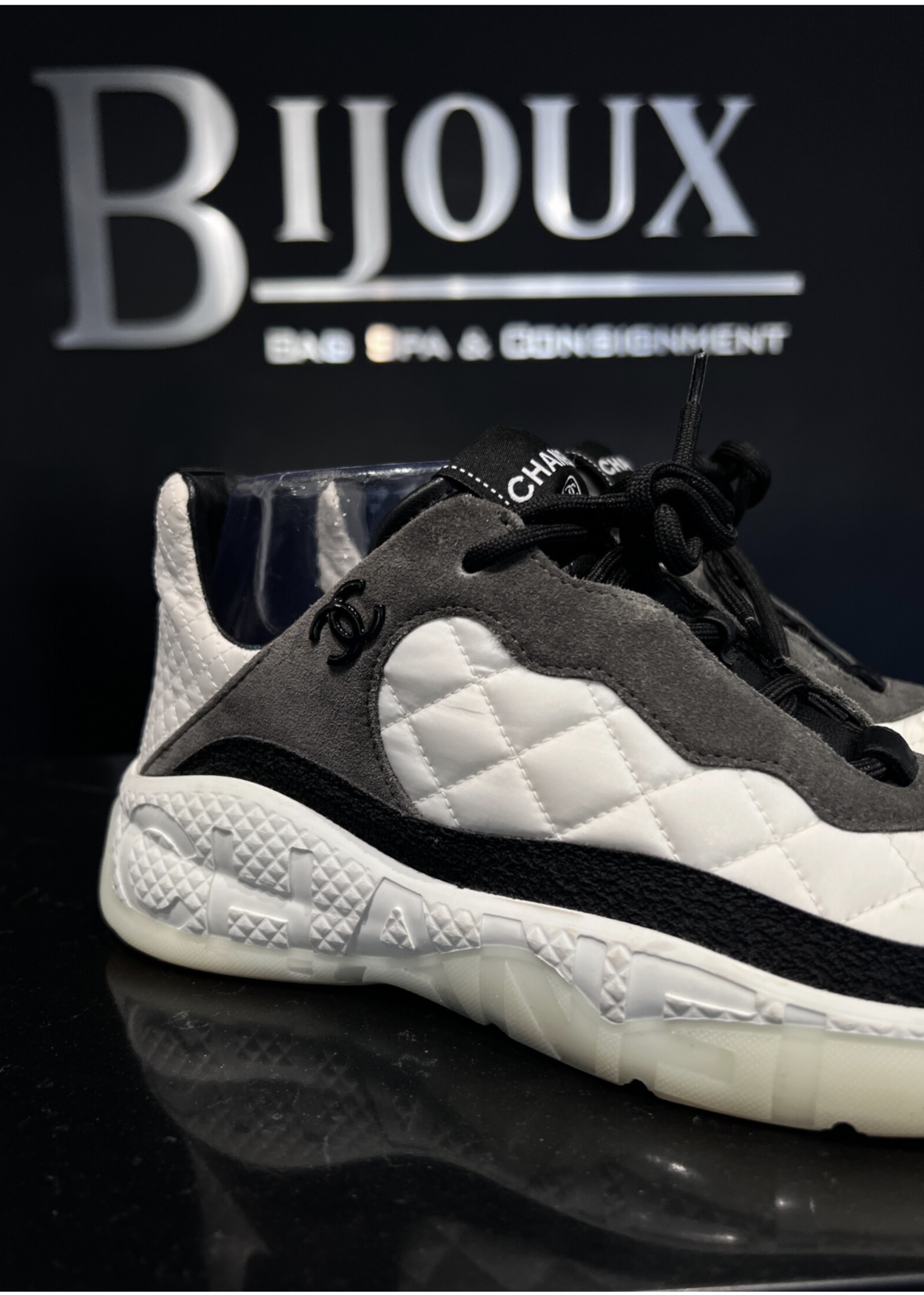 Chanel Chanel High Top Nylon Black Sneakers 38