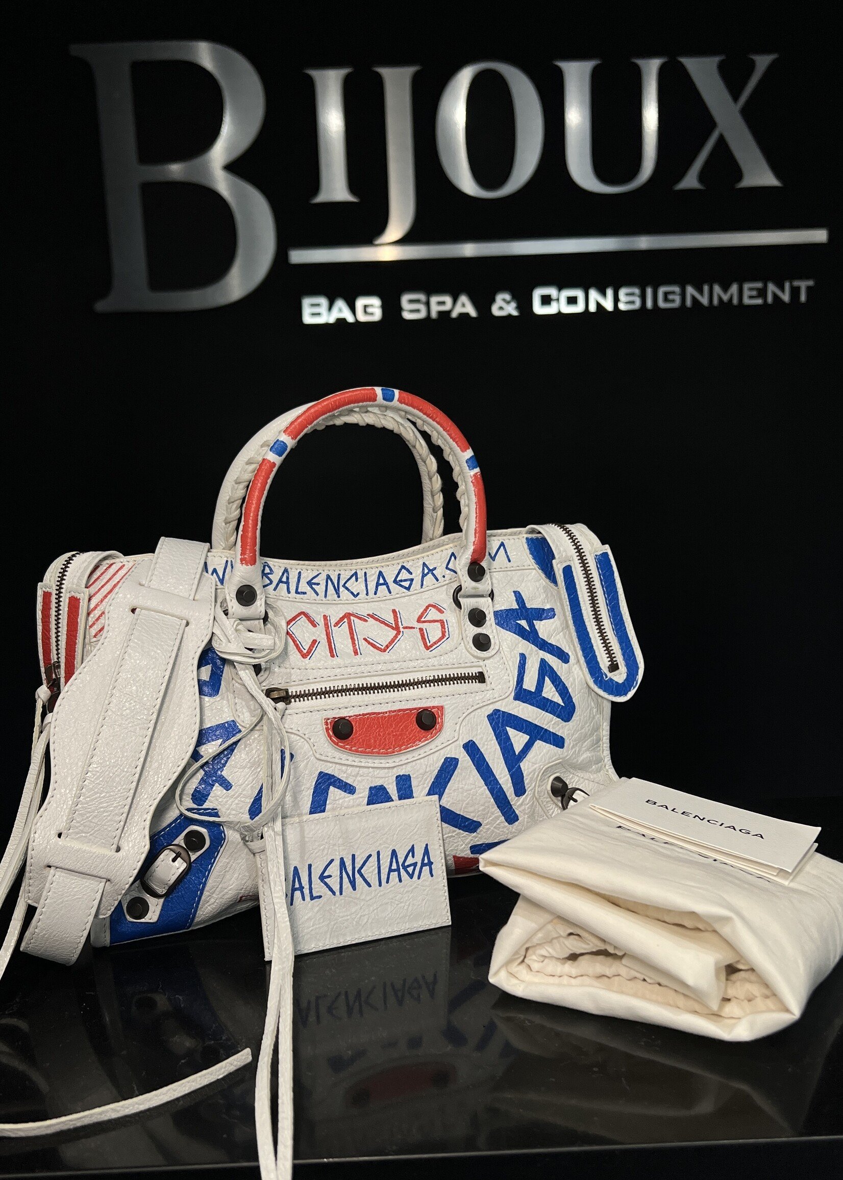 Balenciaga SOLD - Balenciaga White Graffiti Small