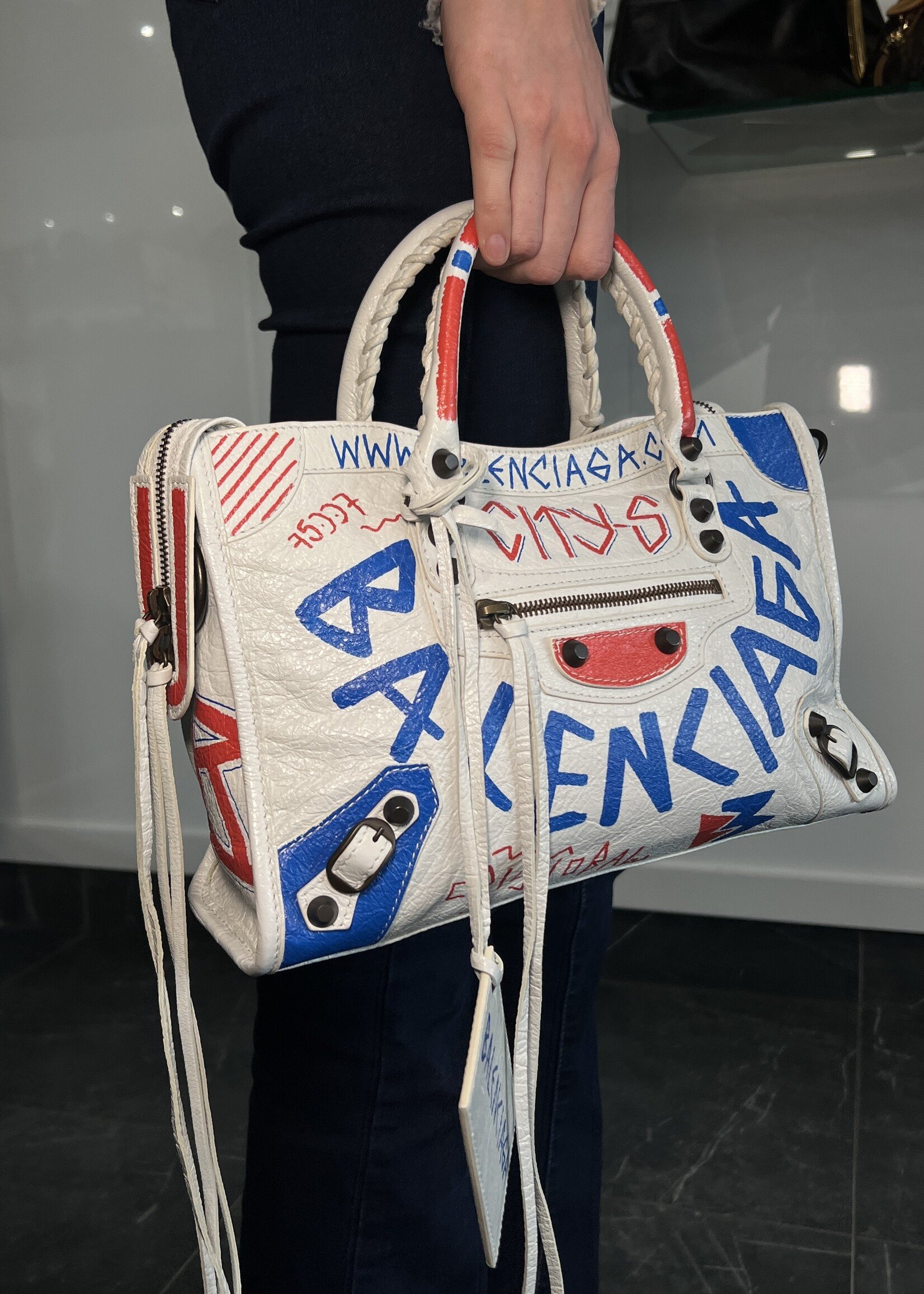 Balenciaga SOLD - Balenciaga White Graffiti Small