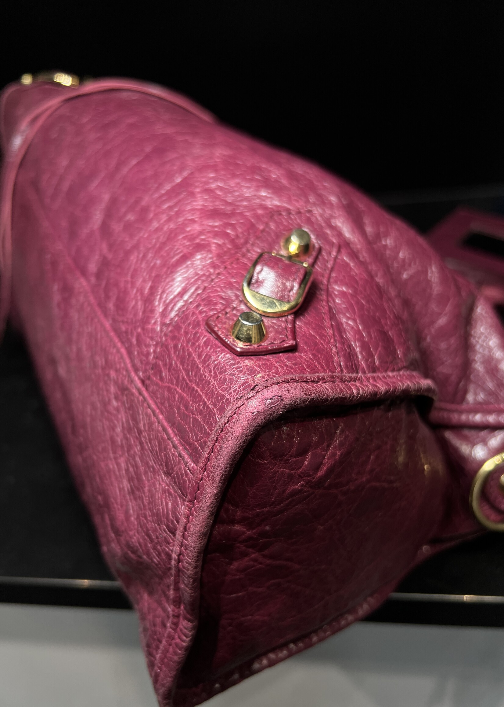 Balenciaga SOLD - Balenciaga Crinkled Shiny Burgundy Medium