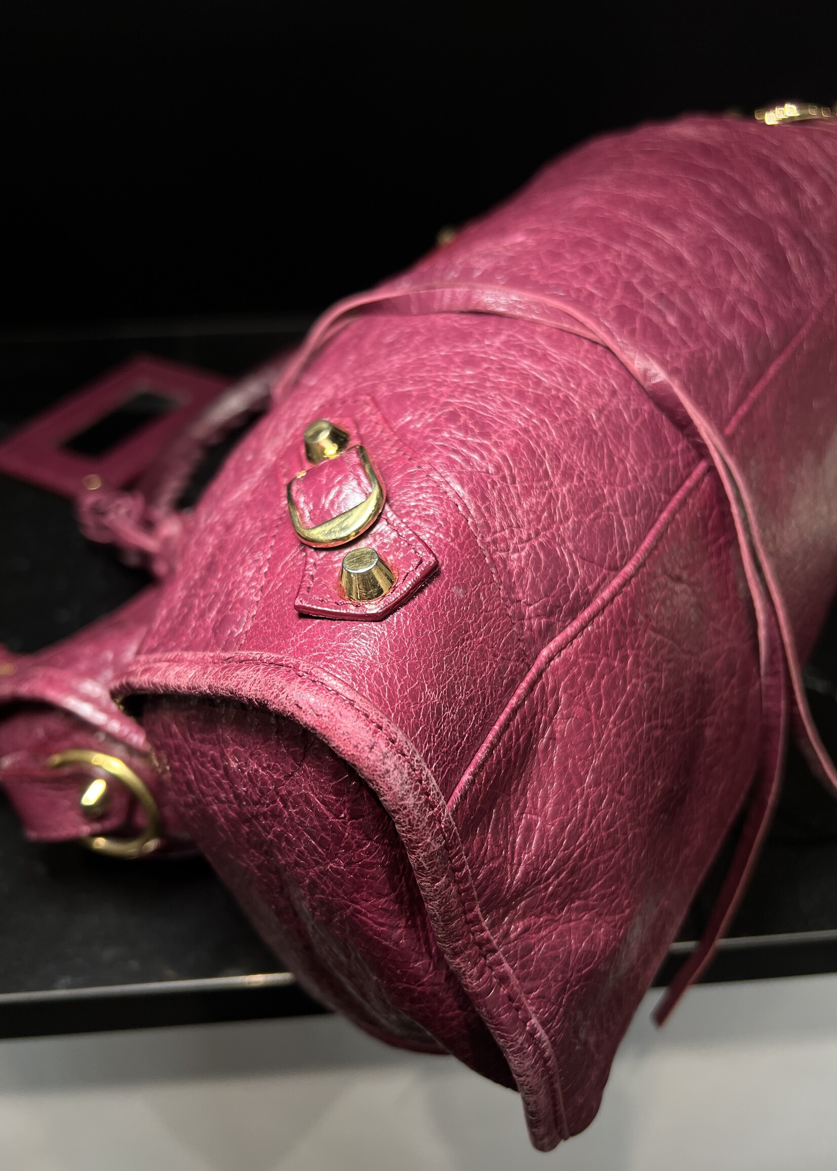 Balenciaga SOLD - Balenciaga Crinkled Shiny Burgundy Medium