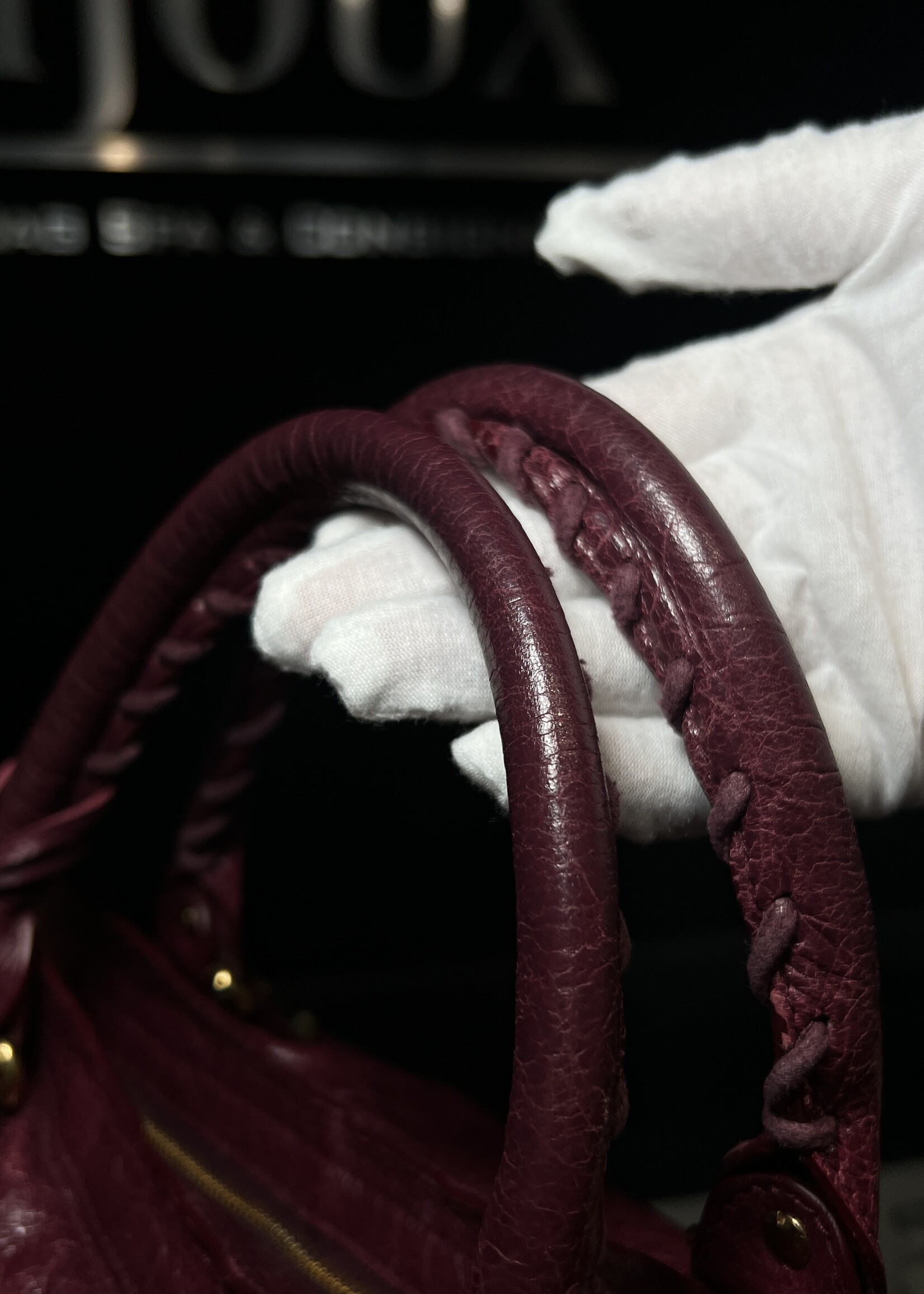 Balenciaga SOLD - Balenciaga Crinkled Shiny Burgundy Medium