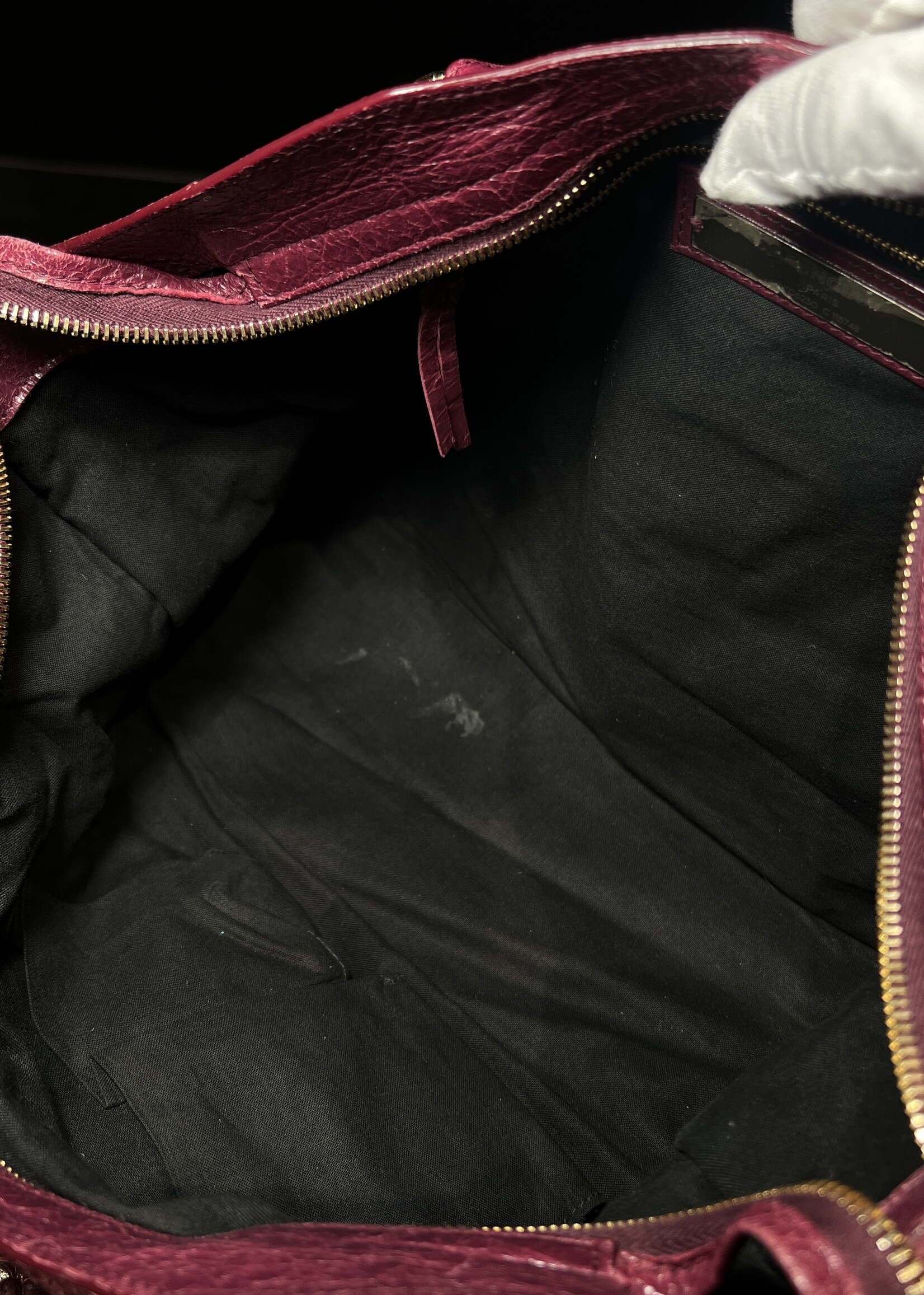 Balenciaga SOLD - Balenciaga Crinkled Shiny Burgundy Medium