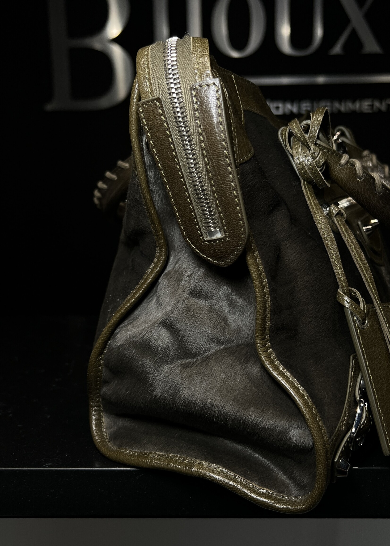 Balenciaga SOLD - Balenciaga Khaki Pony Hair Medium City Bag