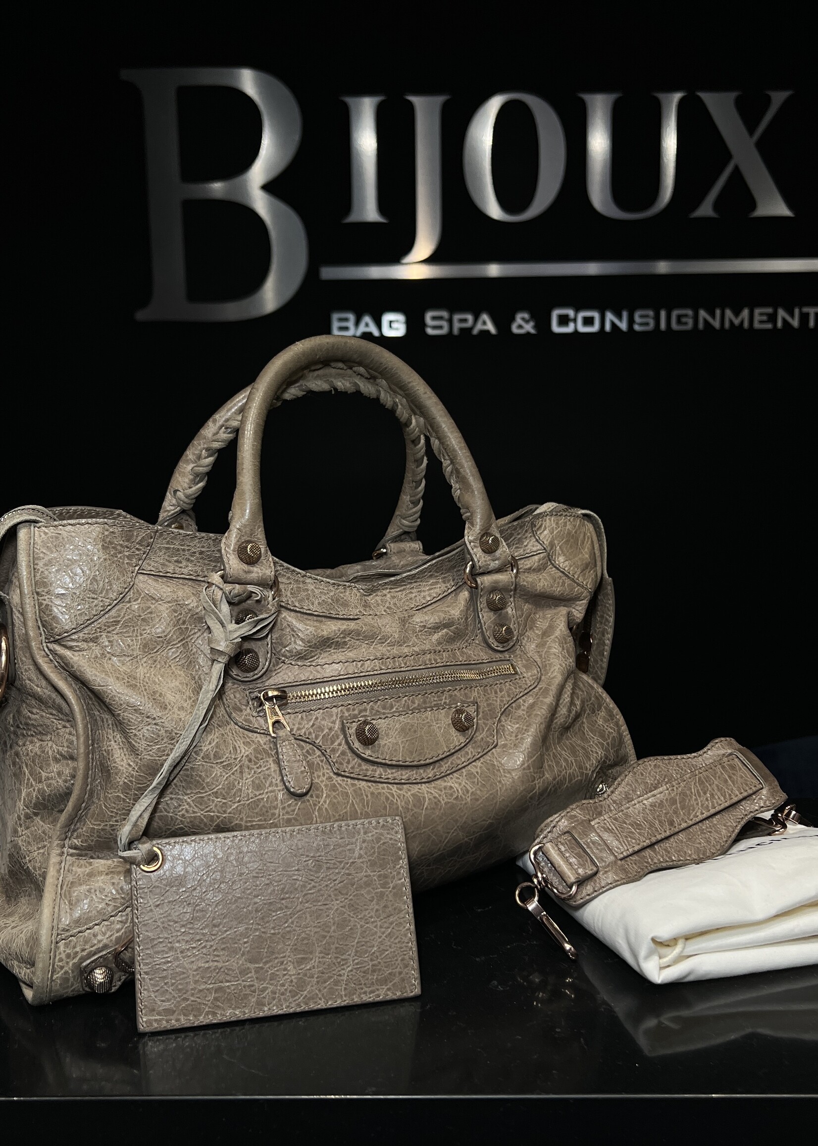 Balenciaga SOLD - Balenciaga Taupe Crinkle Medium City Bag