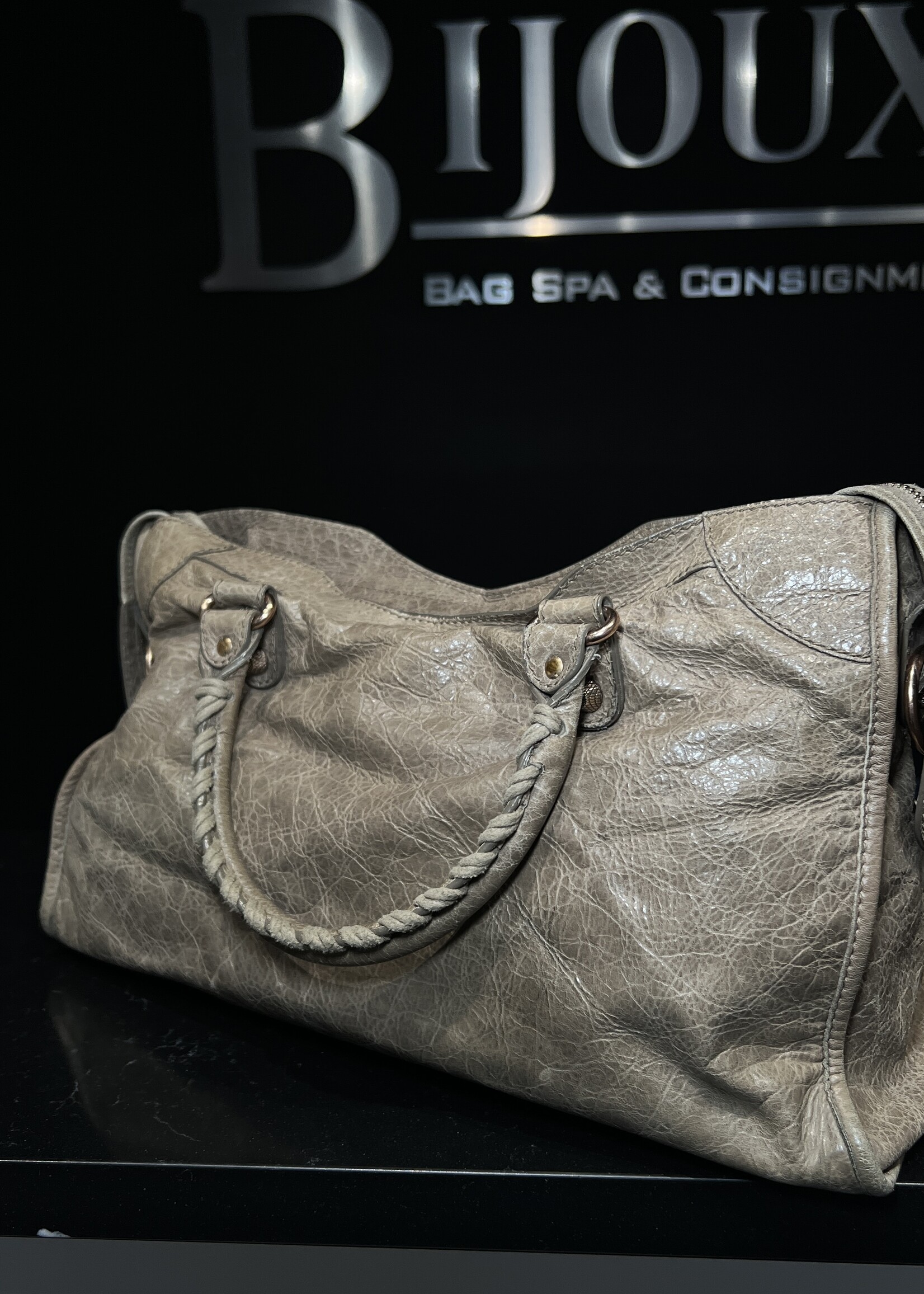 Balenciaga SOLD - Balenciaga Taupe Crinkle Medium City Bag