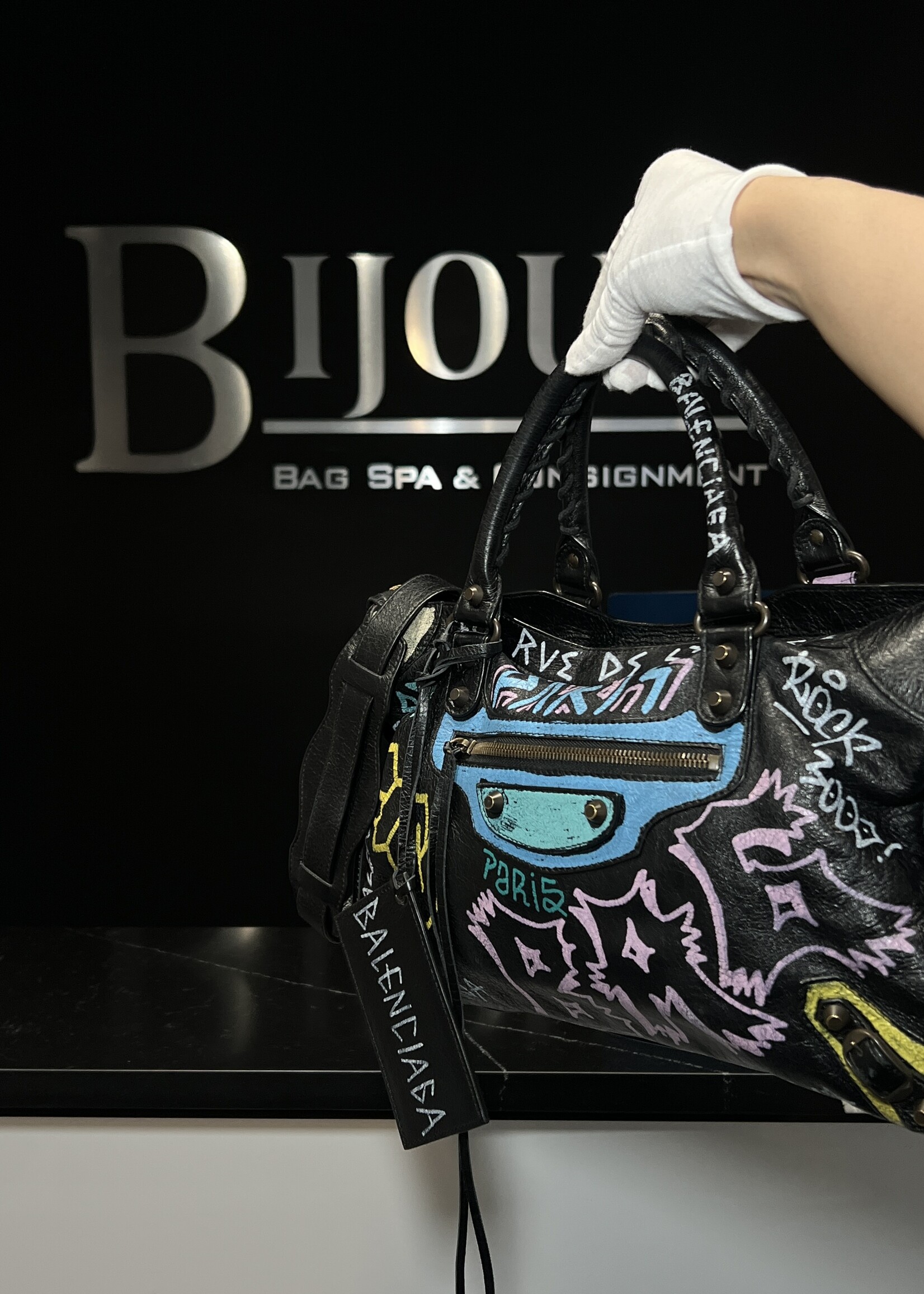 Balenciaga SOLD - Balenciaga Black Graffiti City Bag