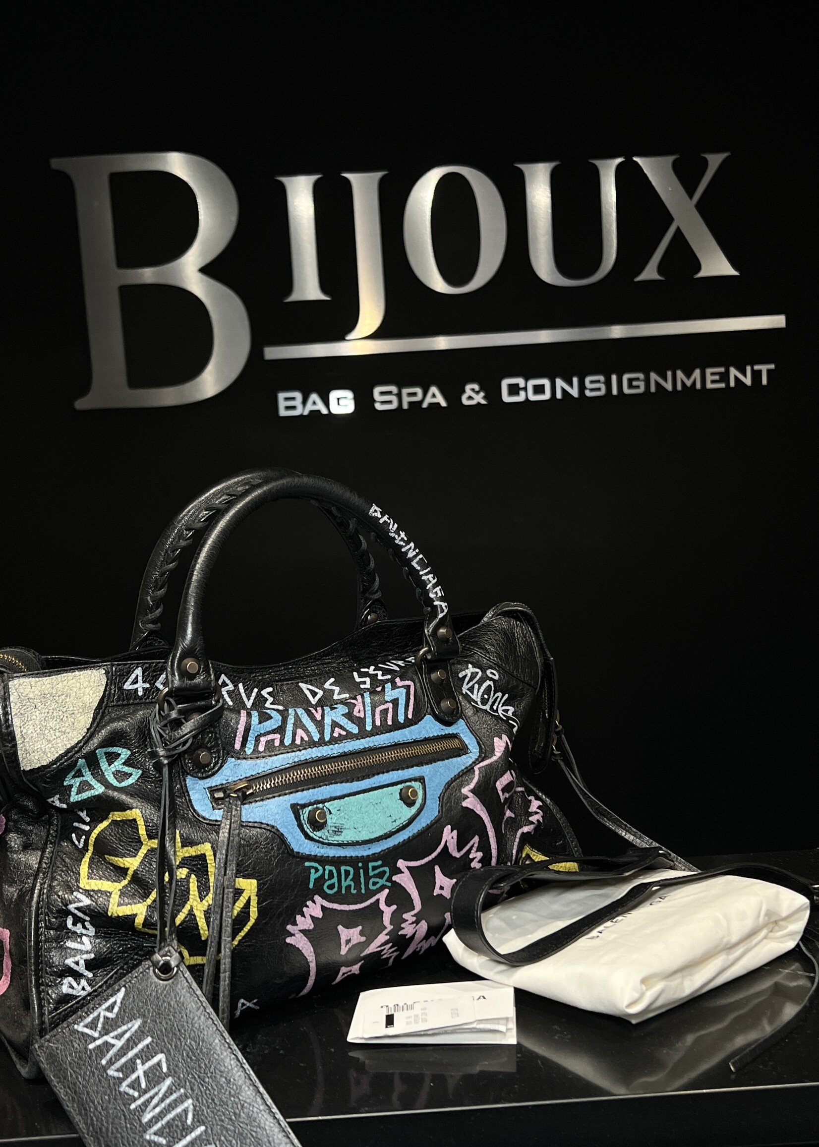 Balenciaga SOLD - Balenciaga Black Graffiti City Bag