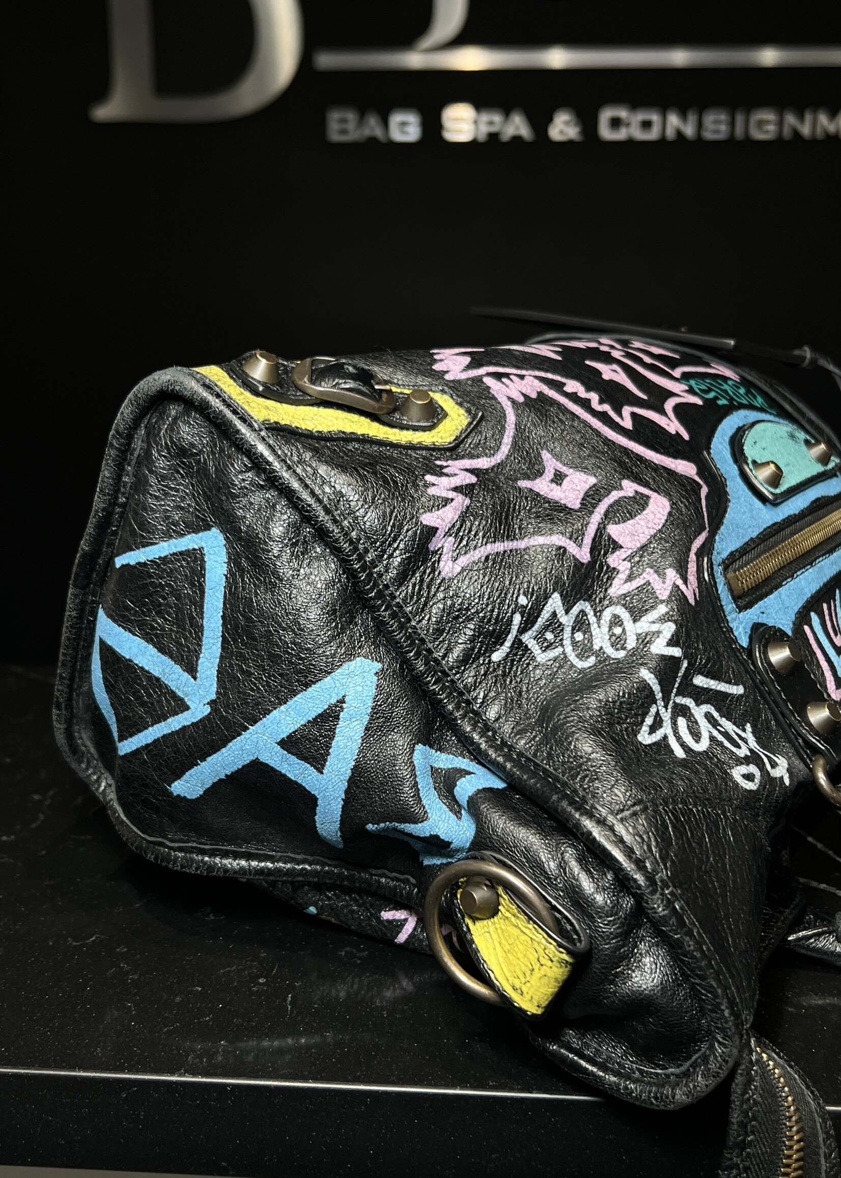 Balenciaga SOLD - Balenciaga Black Graffiti City Bag