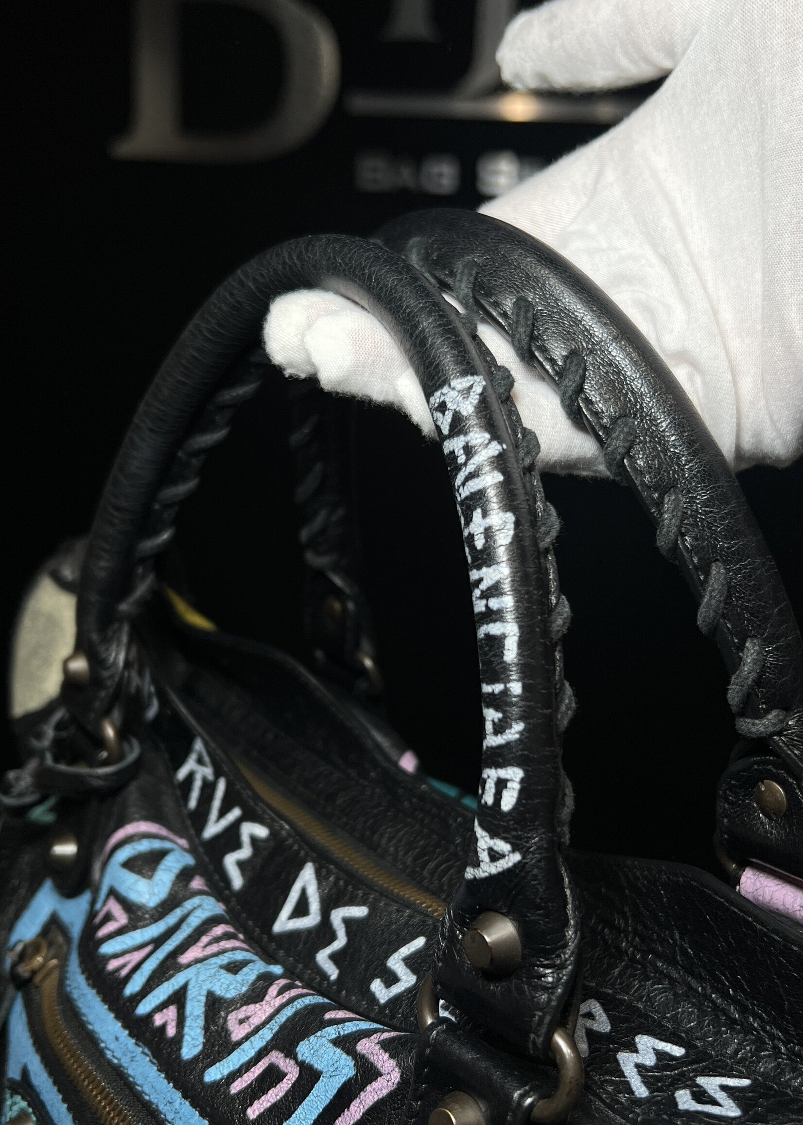 Balenciaga SOLD - Balenciaga Black Graffiti City Bag