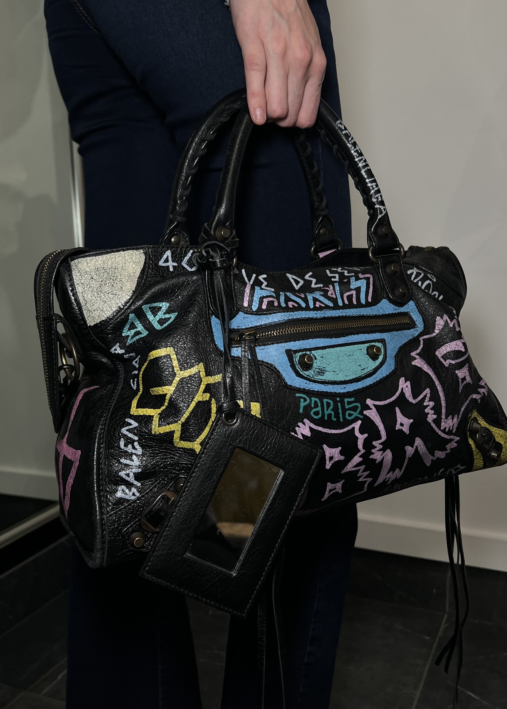 Balenciaga SOLD - Balenciaga Black Graffiti City Bag