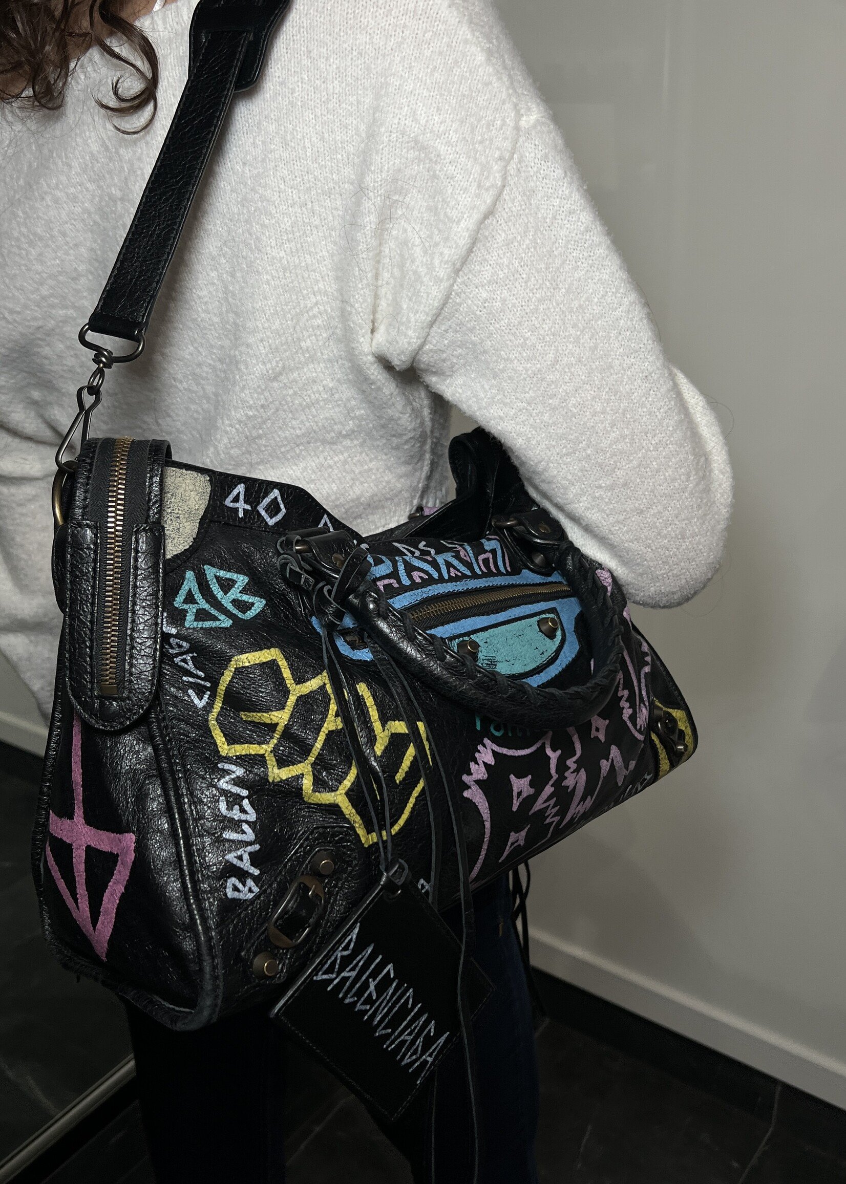 Balenciaga SOLD - Balenciaga Black Graffiti City Bag