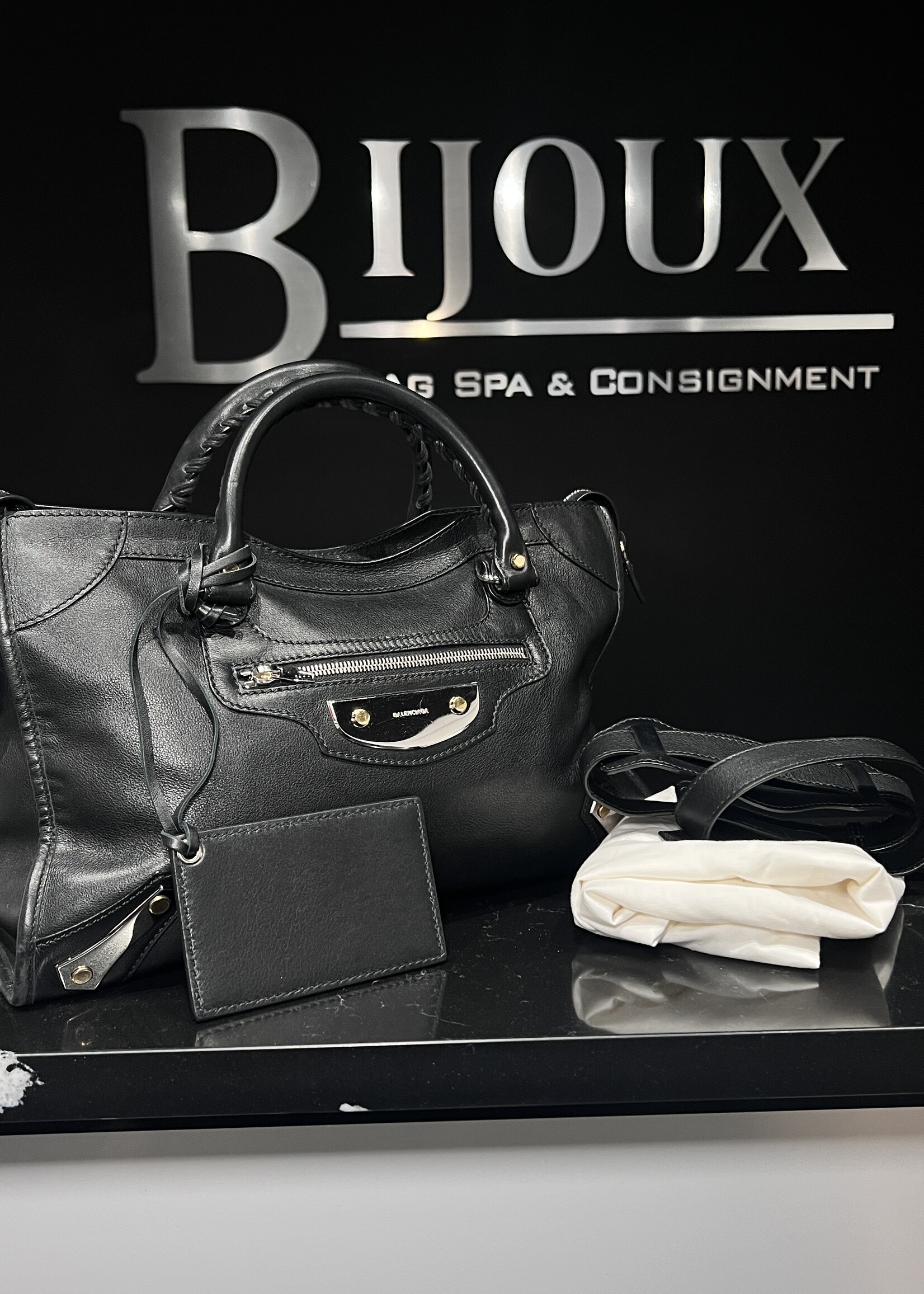 Balenciaga SOLD - Balenciaga Black Motocross Metal Plate Leather