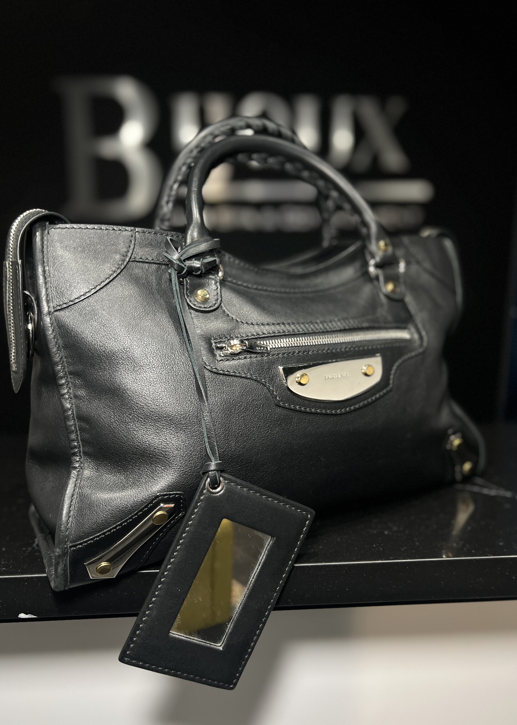 Balenciaga SOLD - Balenciaga Black Motocross Metal Plate Leather