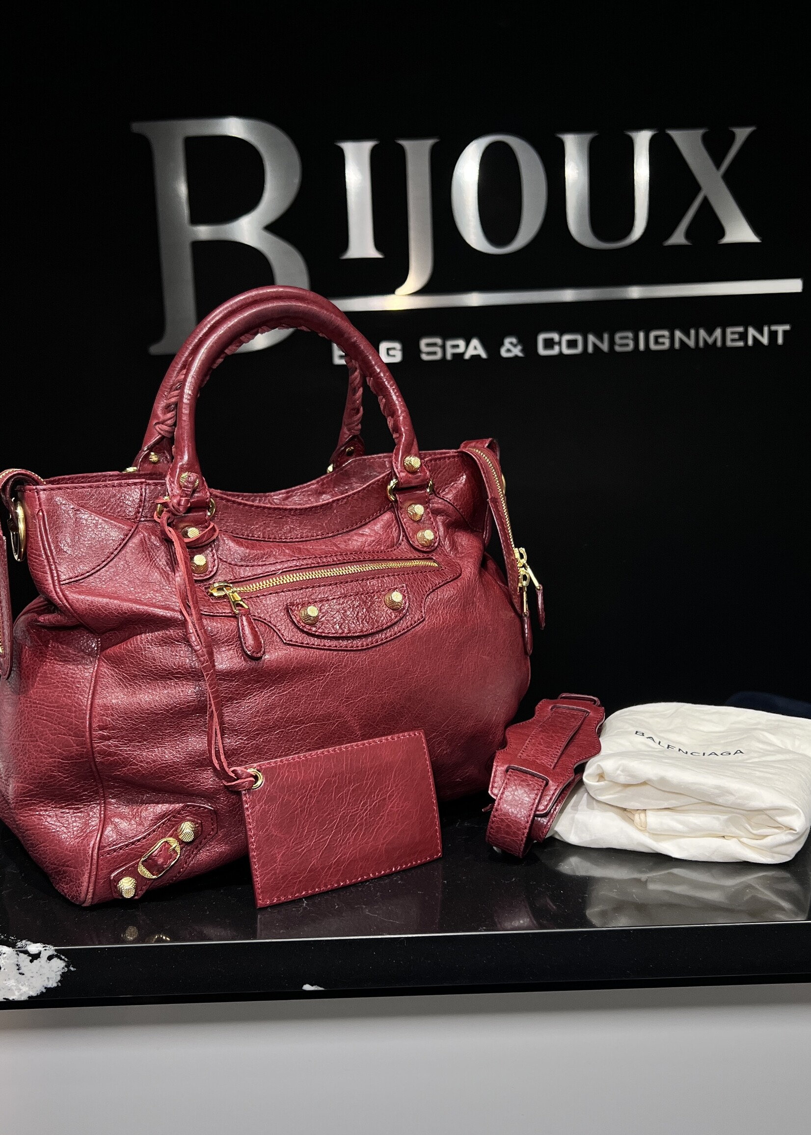 Balenciaga SOLD - Balenciaga Rouge Cerise Lambskin Leather Giant 12