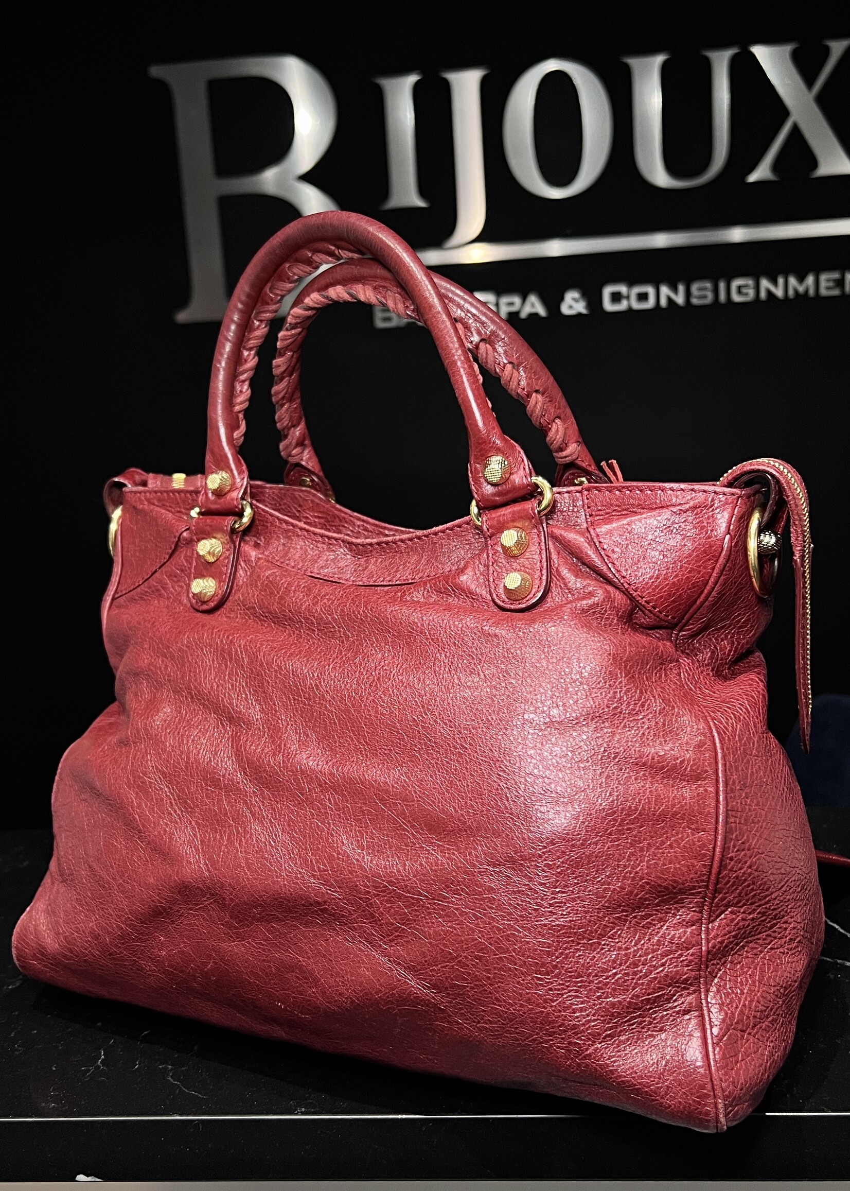 Balenciaga SOLD - Balenciaga Rouge Cerise Lambskin Leather Giant 12