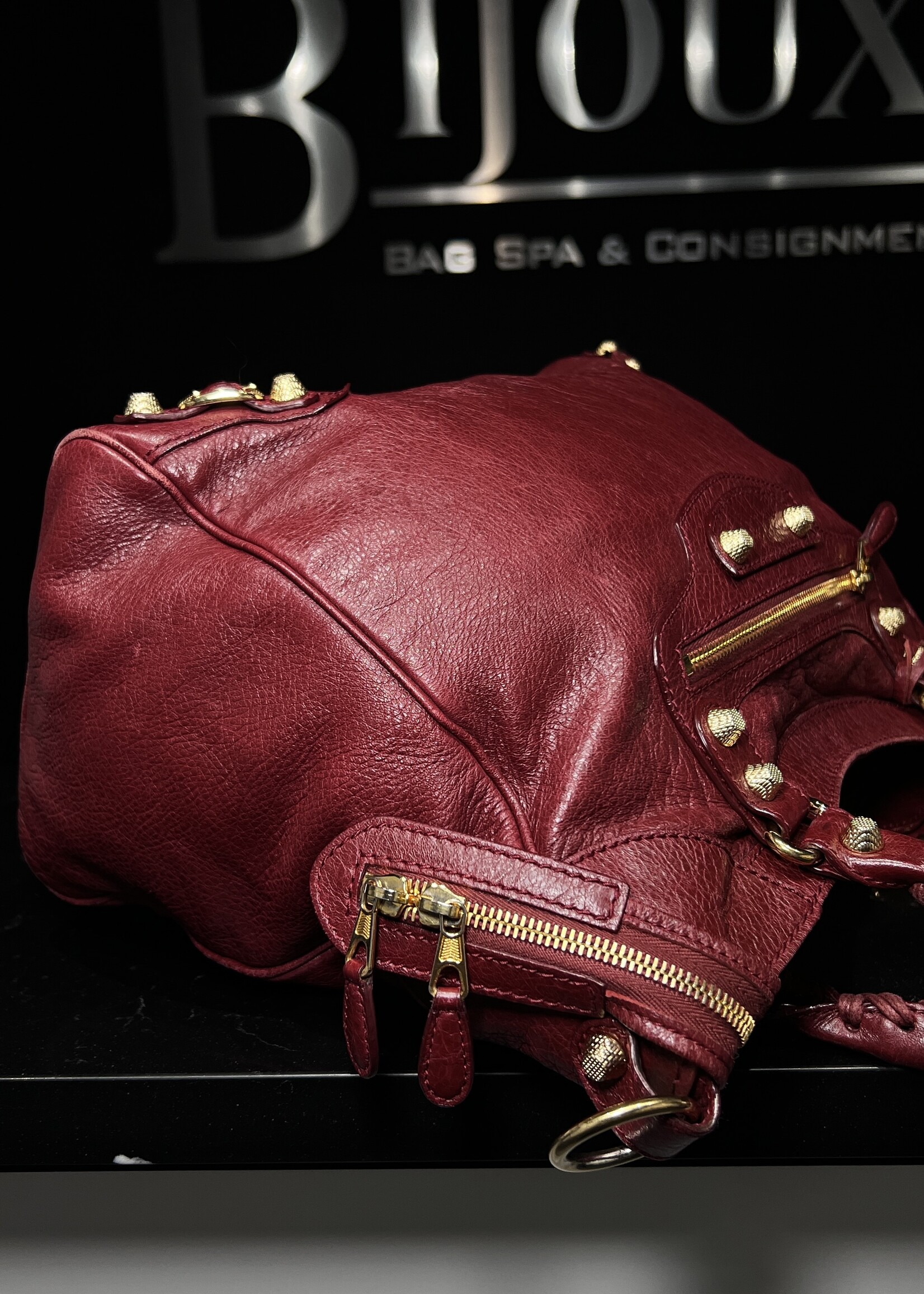 Balenciaga SOLD - Balenciaga Rouge Cerise Lambskin Leather Giant 12
