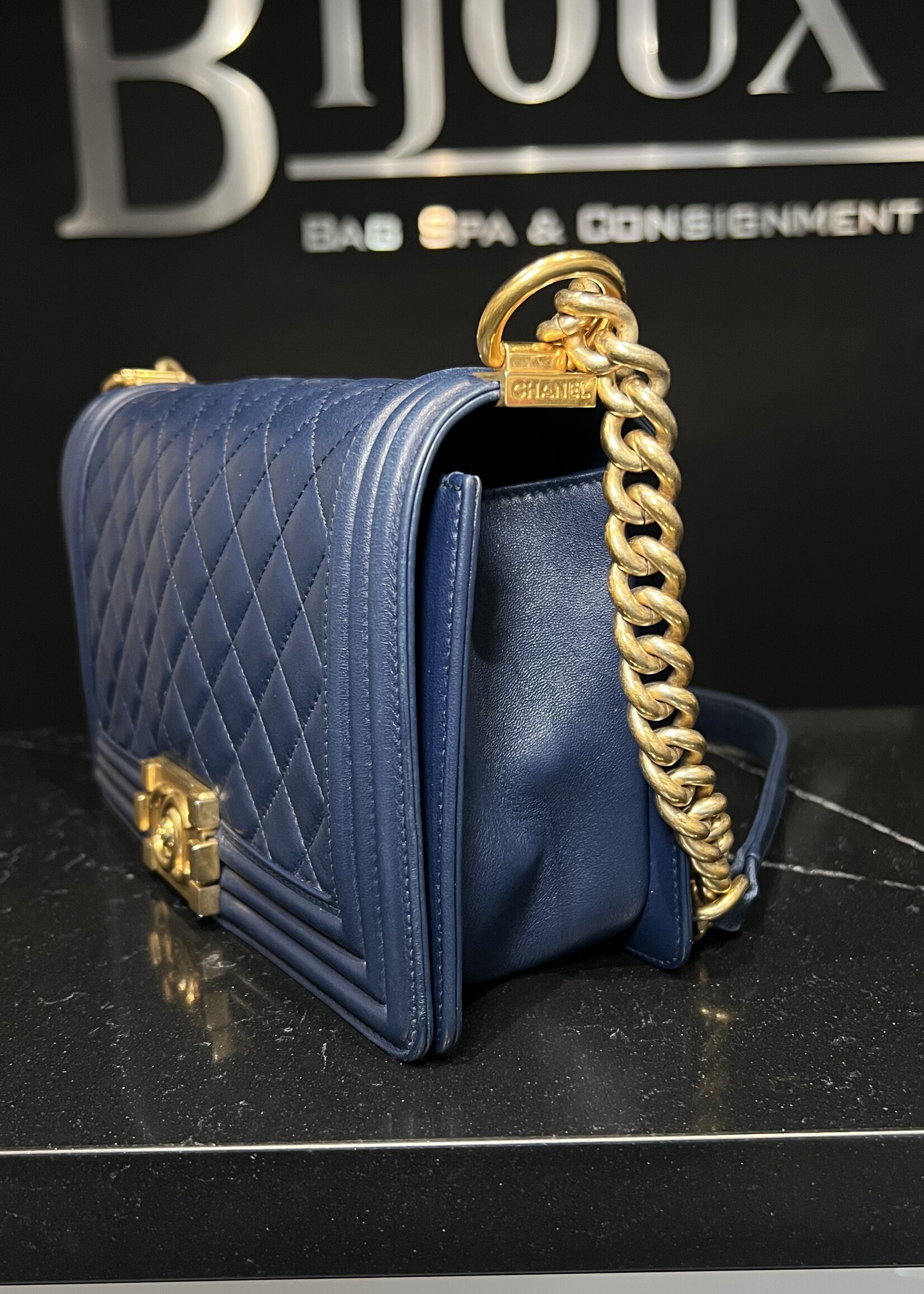 Chanel Chanel Old Medium Navy Boy Bag