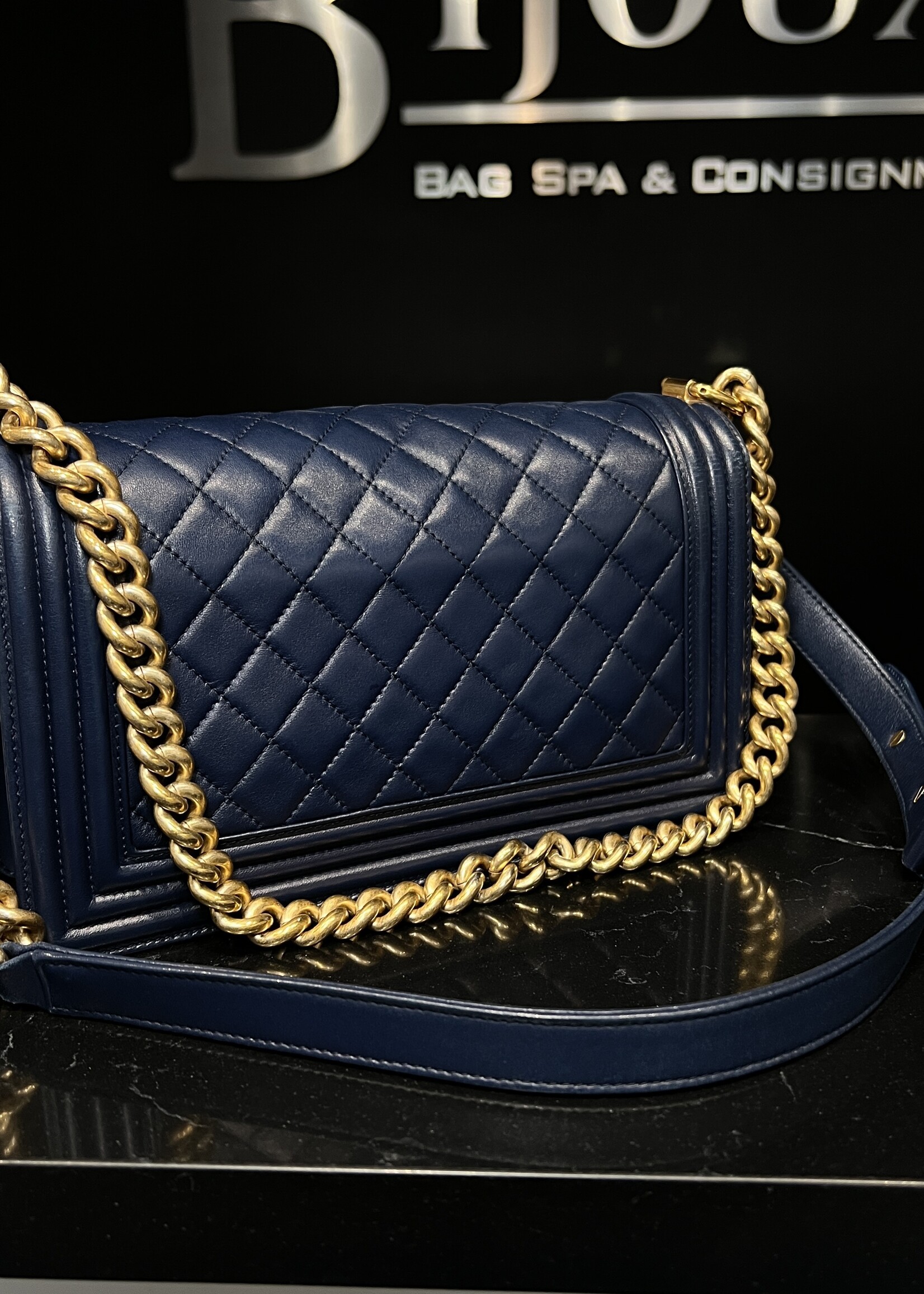 Chanel Chanel Old Medium Navy Boy Bag