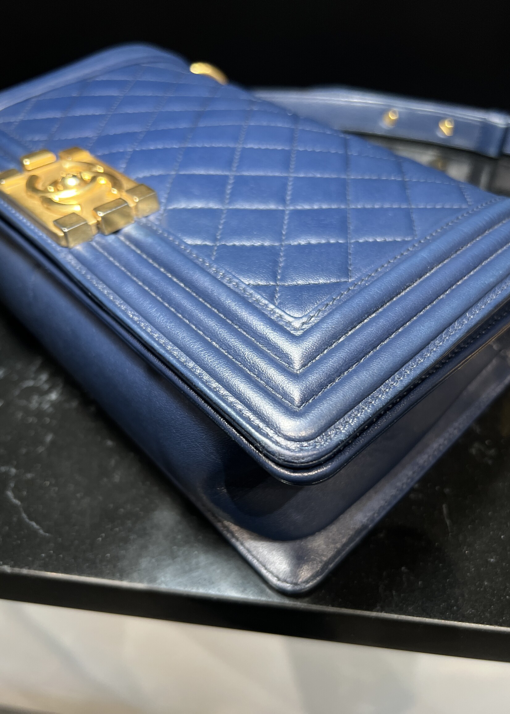 Chanel Chanel Old Medium Navy Boy Bag