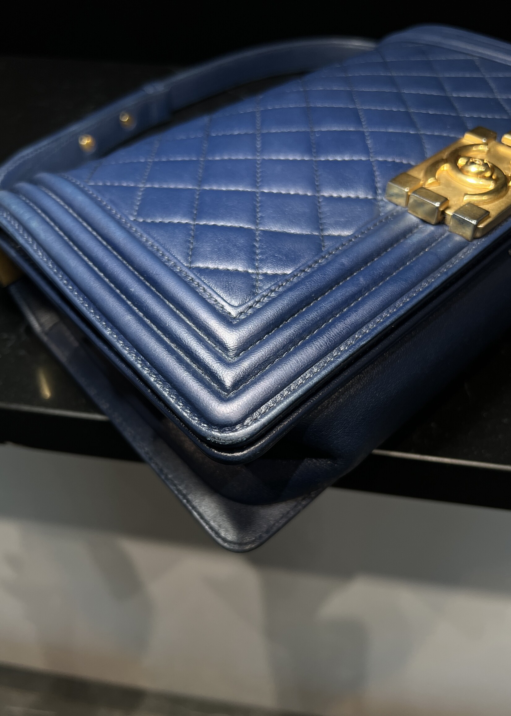 Chanel Chanel Old Medium Navy Boy Bag