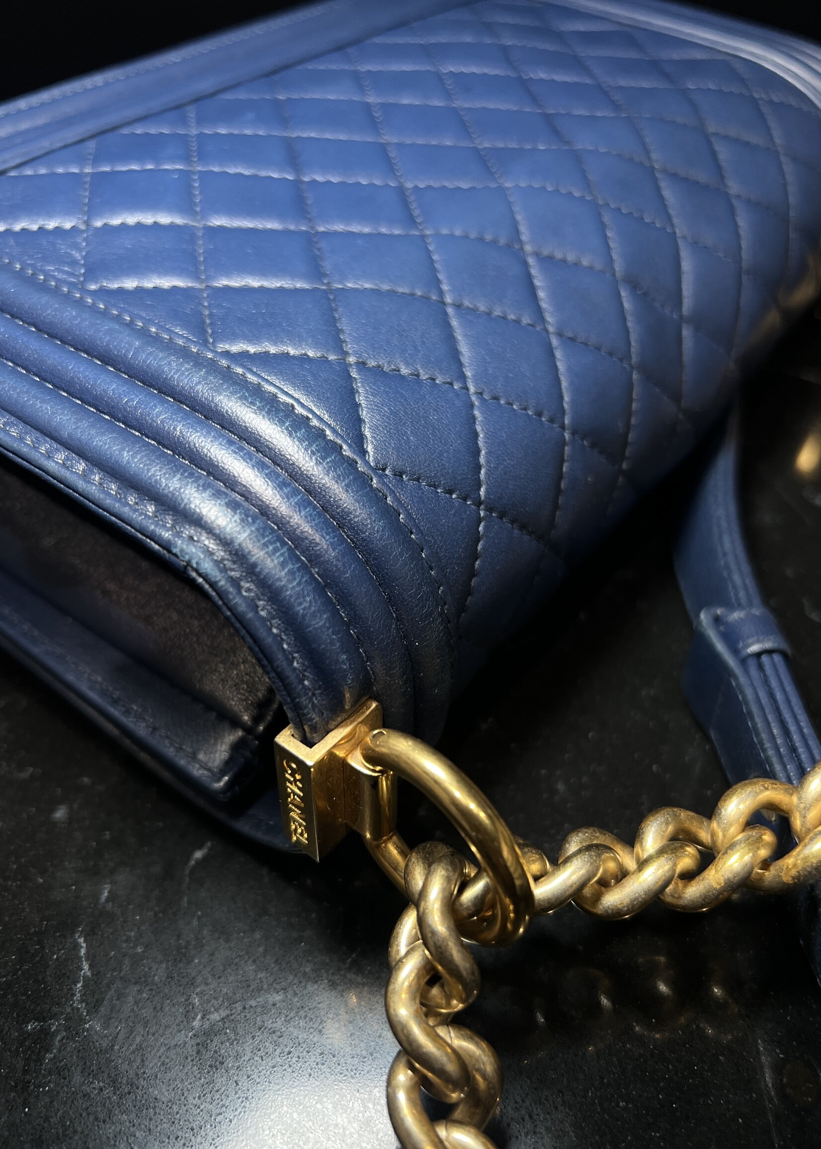 Chanel Chanel Old Medium Navy Boy Bag