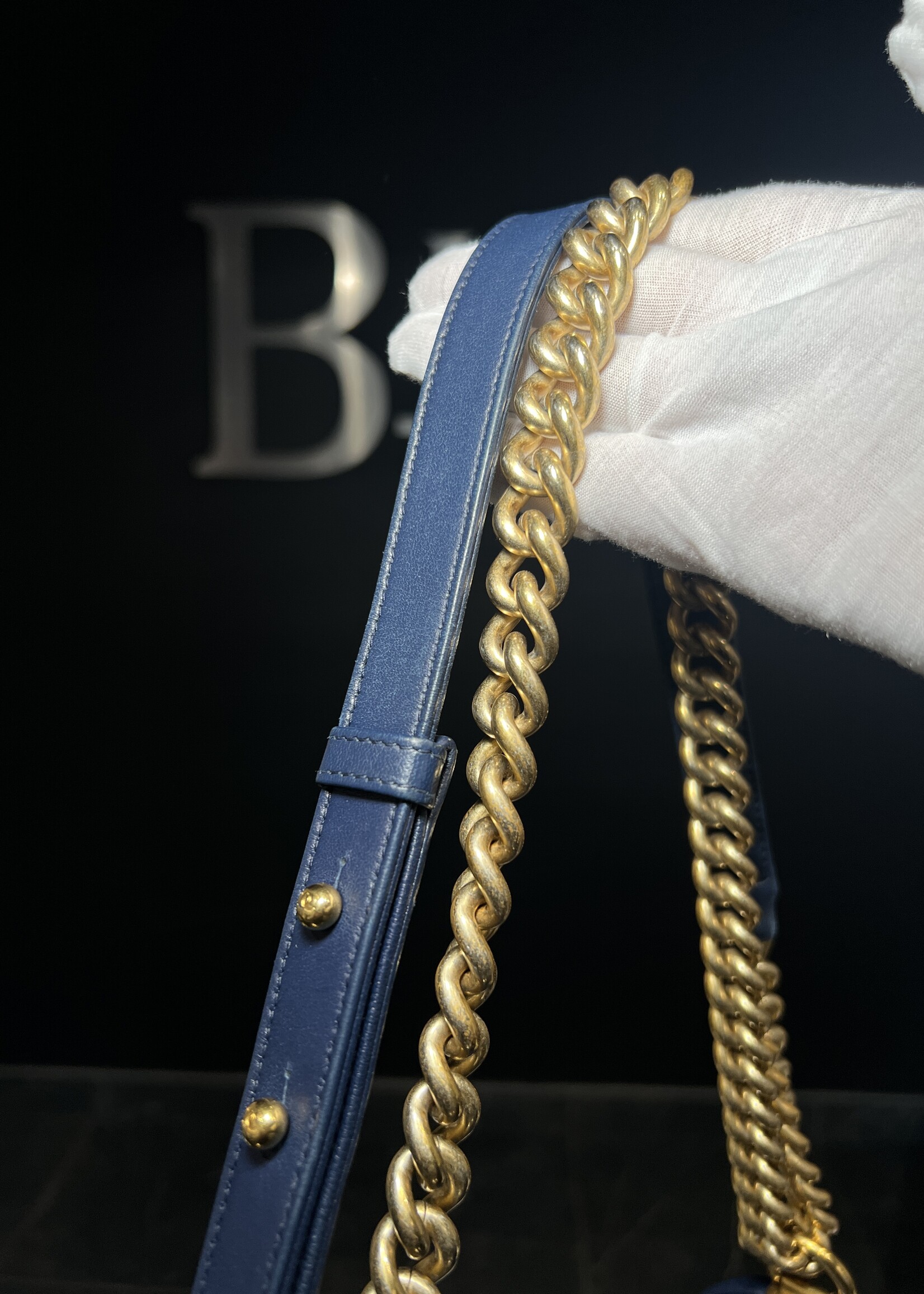 Chanel Chanel Old Medium Navy Boy Bag