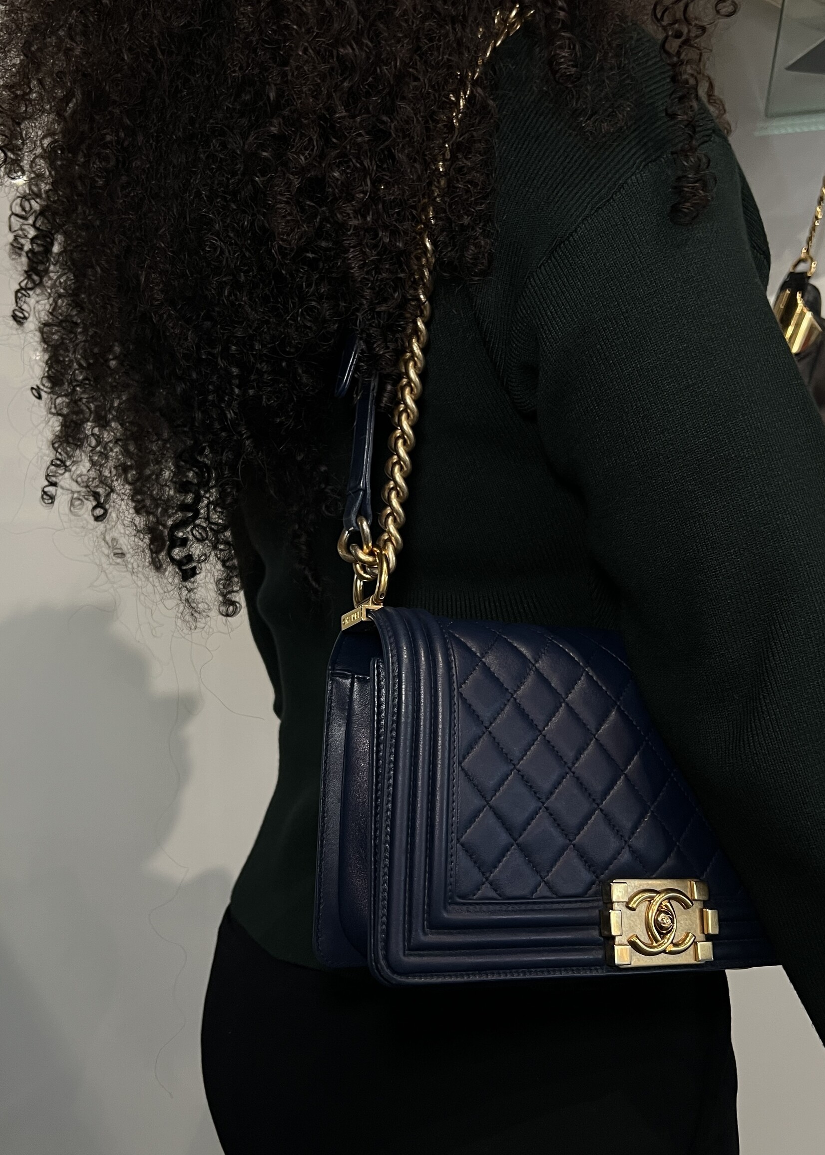 Chanel Chanel Old Medium Navy Boy Bag