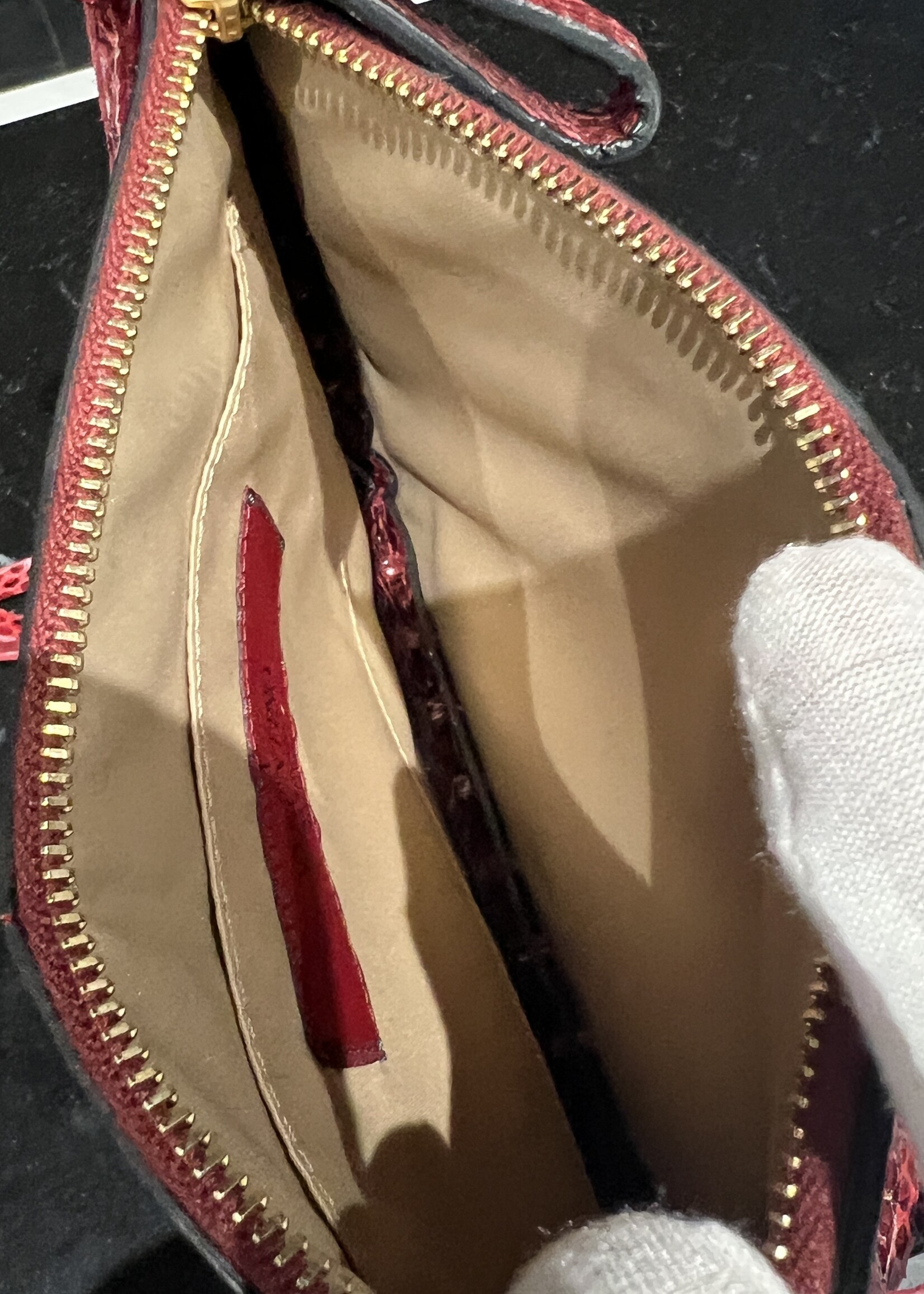 Valentino Valentino Burgundy Python Small Fringed Zip Pouch