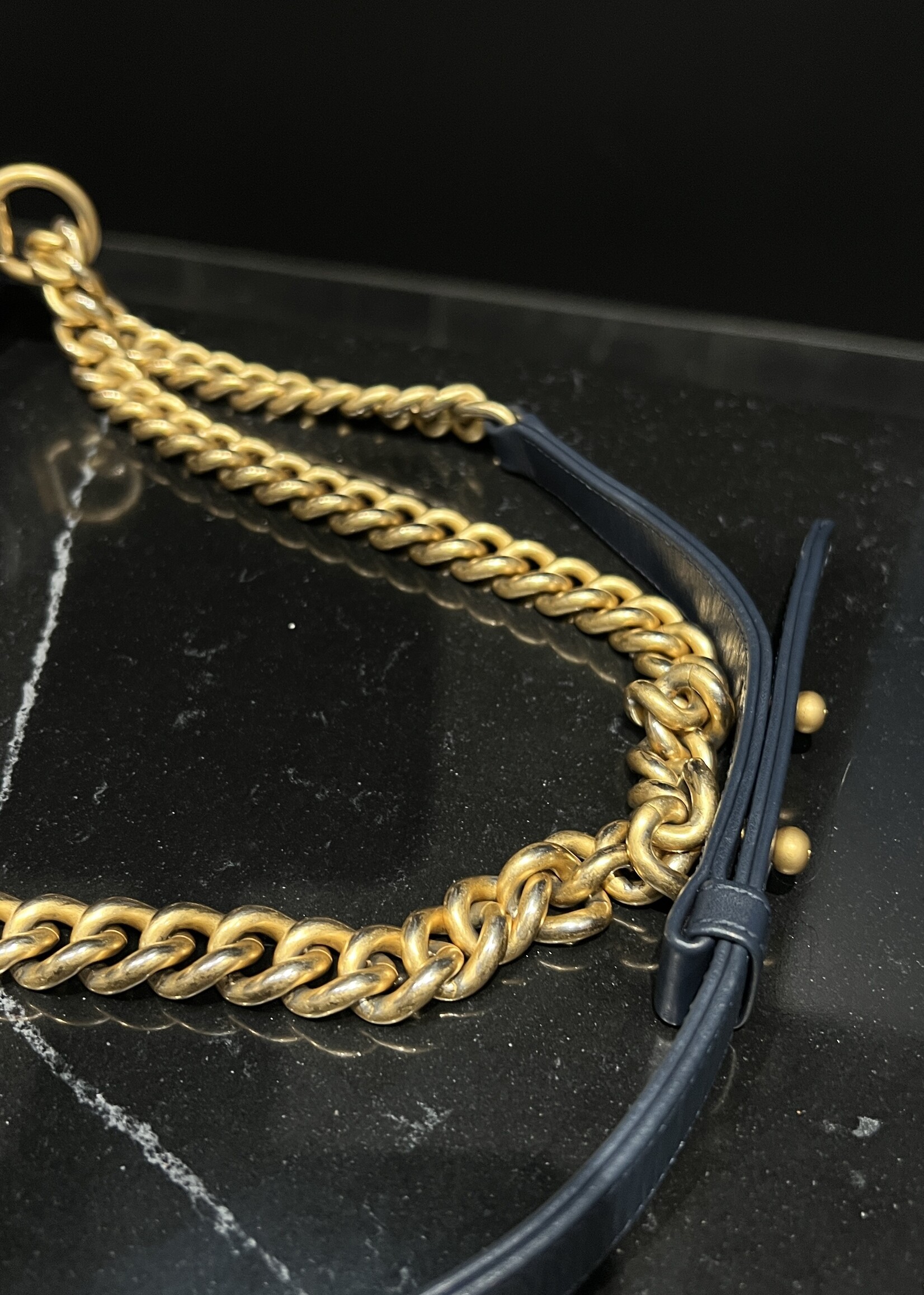 Chanel Chanel Old Medium Chevron Boy Navy