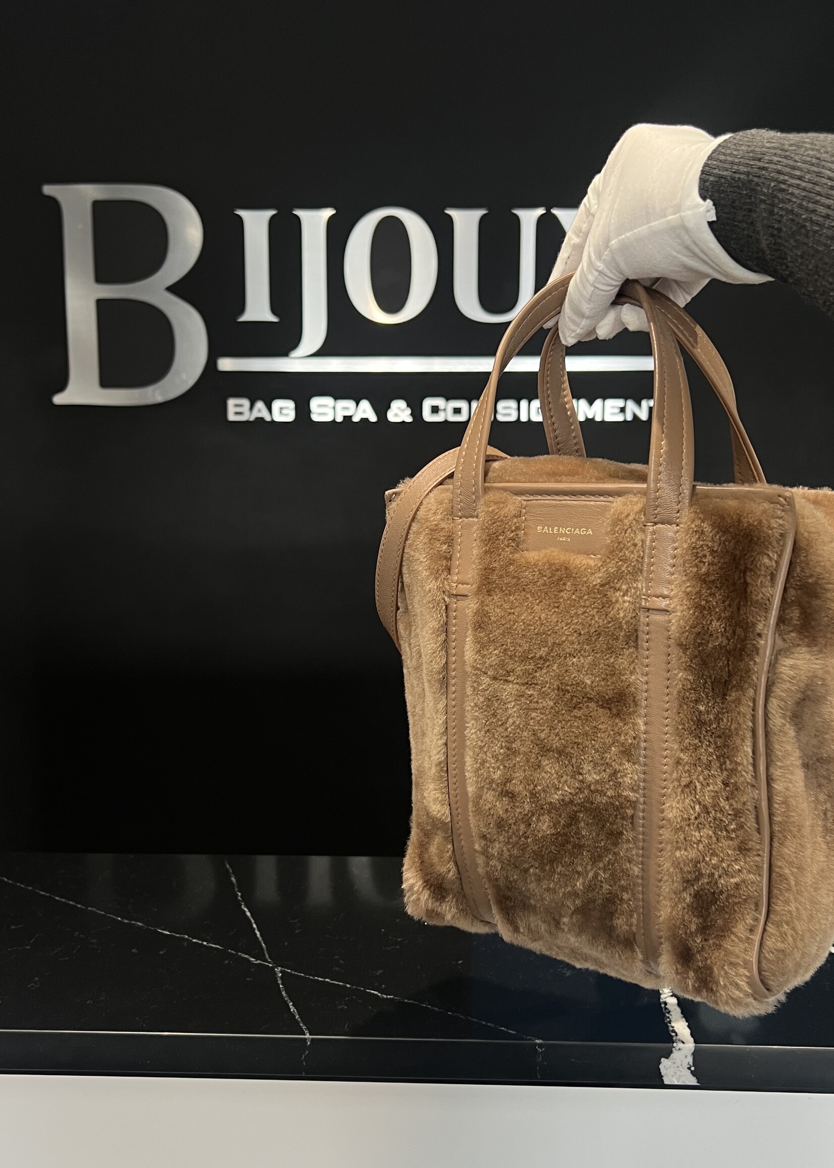 Balenciaga Balenciaga Shearling Bazar Shopper Tote XS