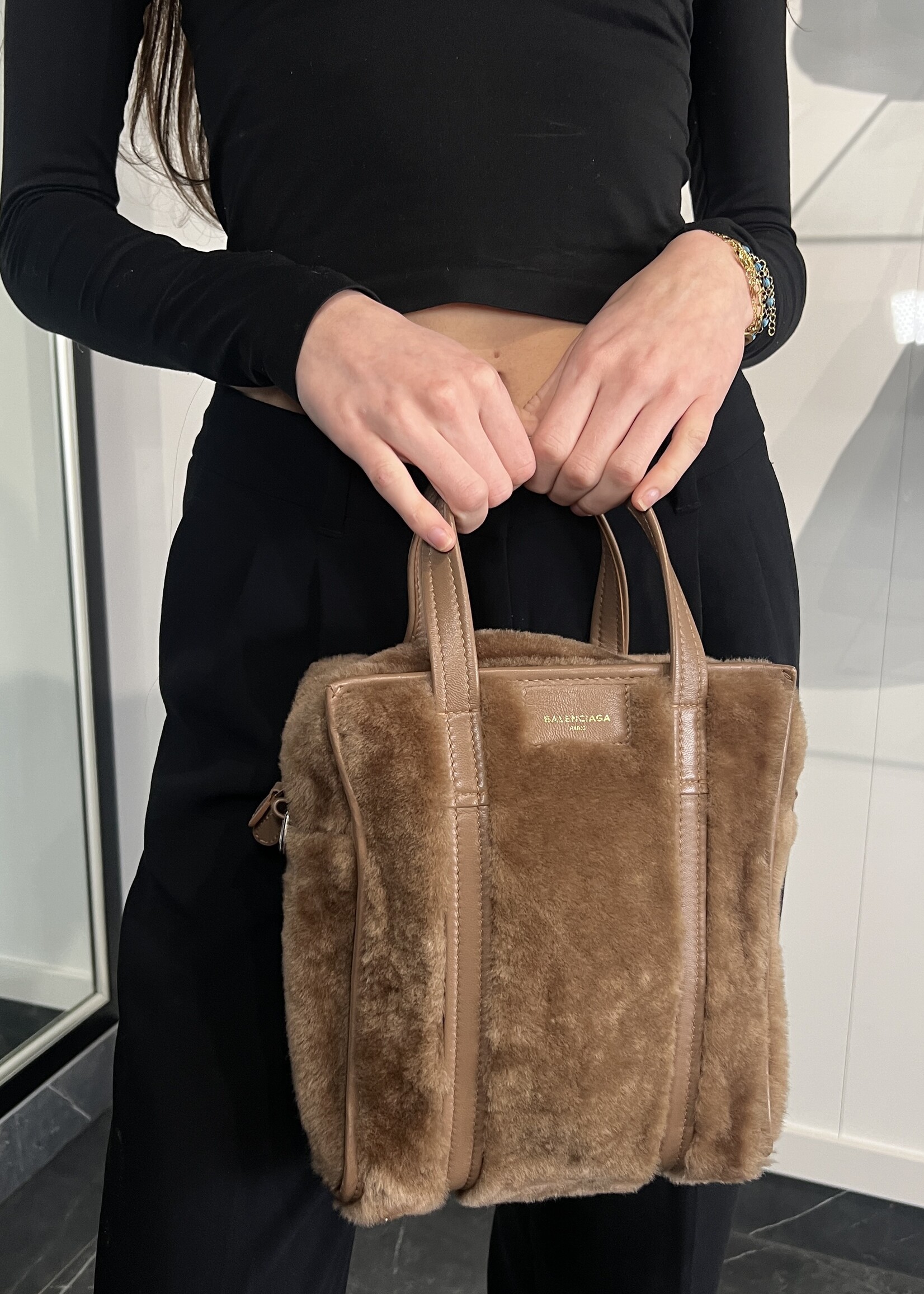 Balenciaga Balenciaga Shearling Bazar Shopper Tote XS