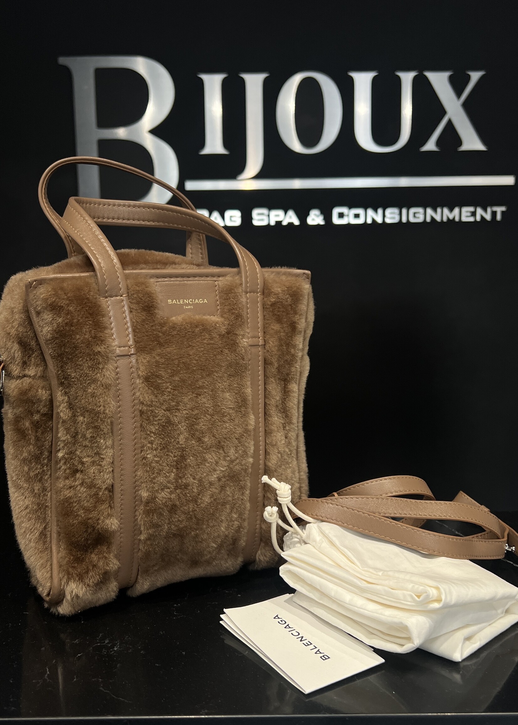 Balenciaga Balenciaga Shearling Bazar Shopper Tote XS