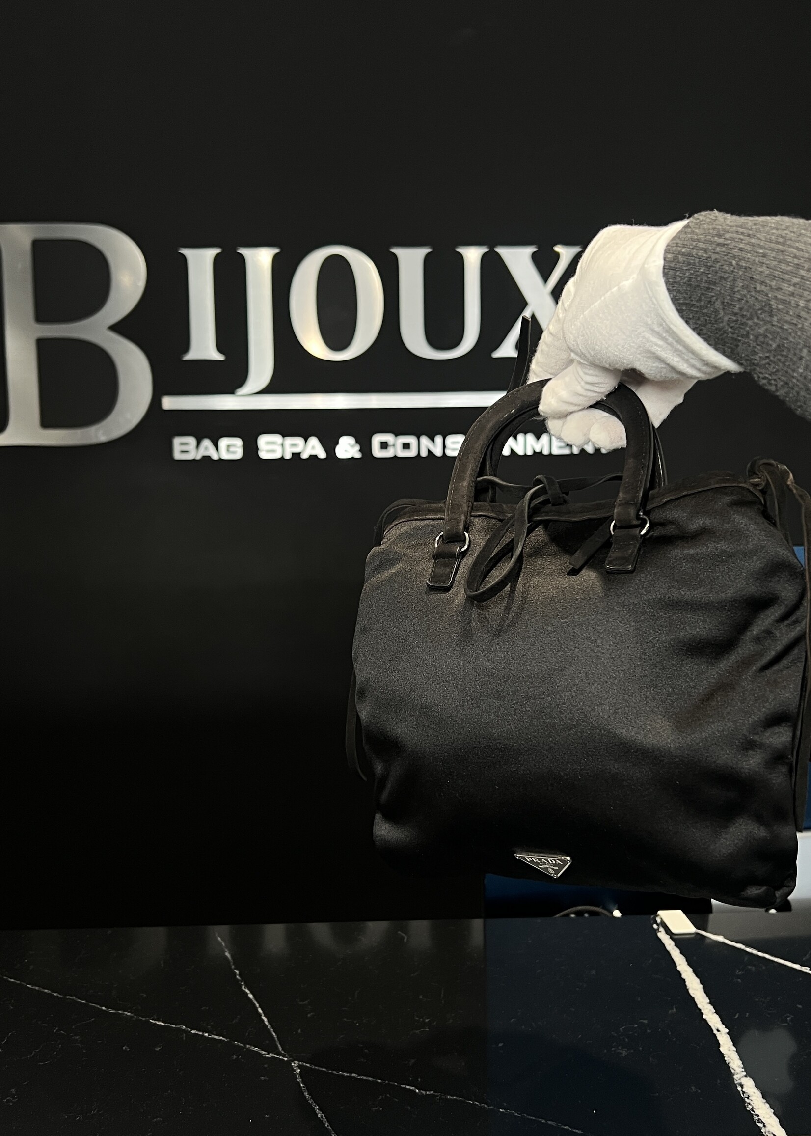 Prada Prada Black Satin Tote