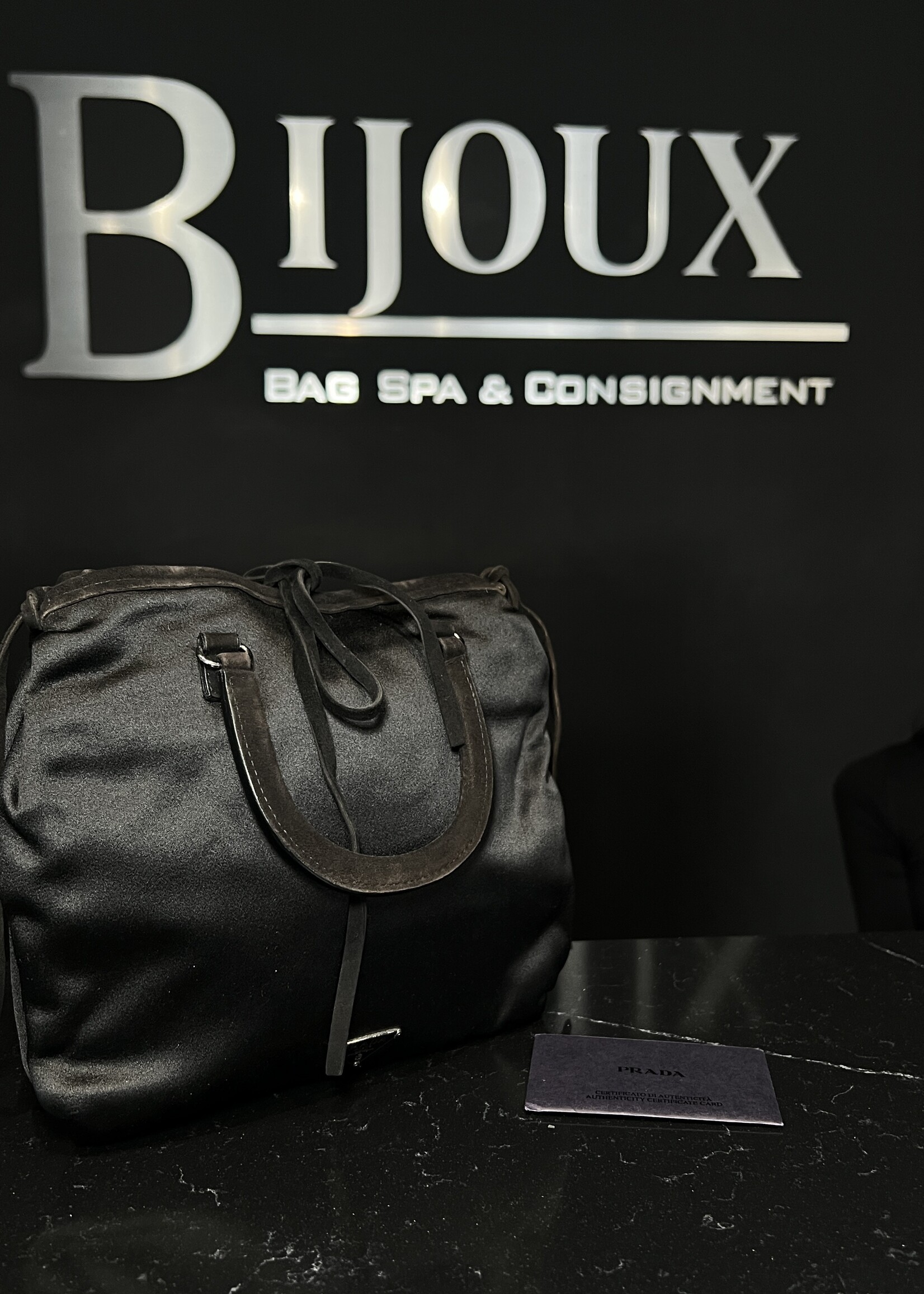 Prada Prada Black Satin Tote