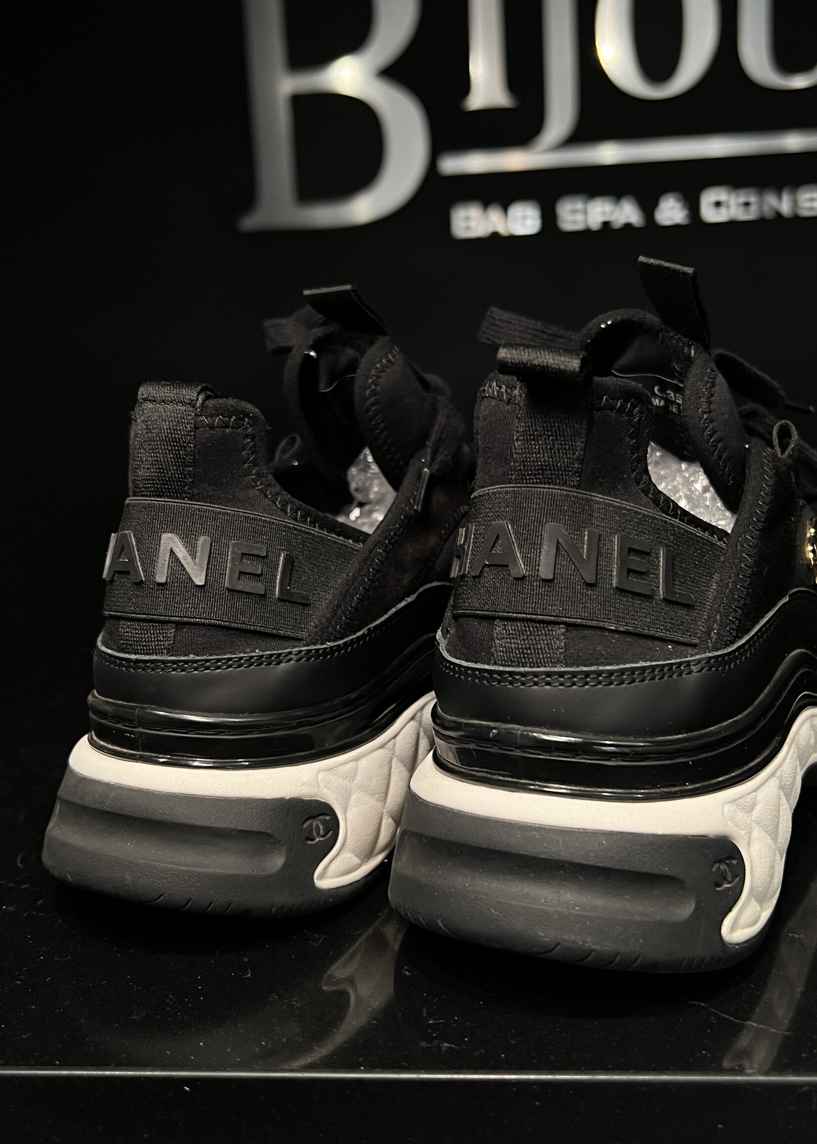 Chanel SOLD- Chanel Velvet Calfskin Mixed Fibers CC Sneakers 38