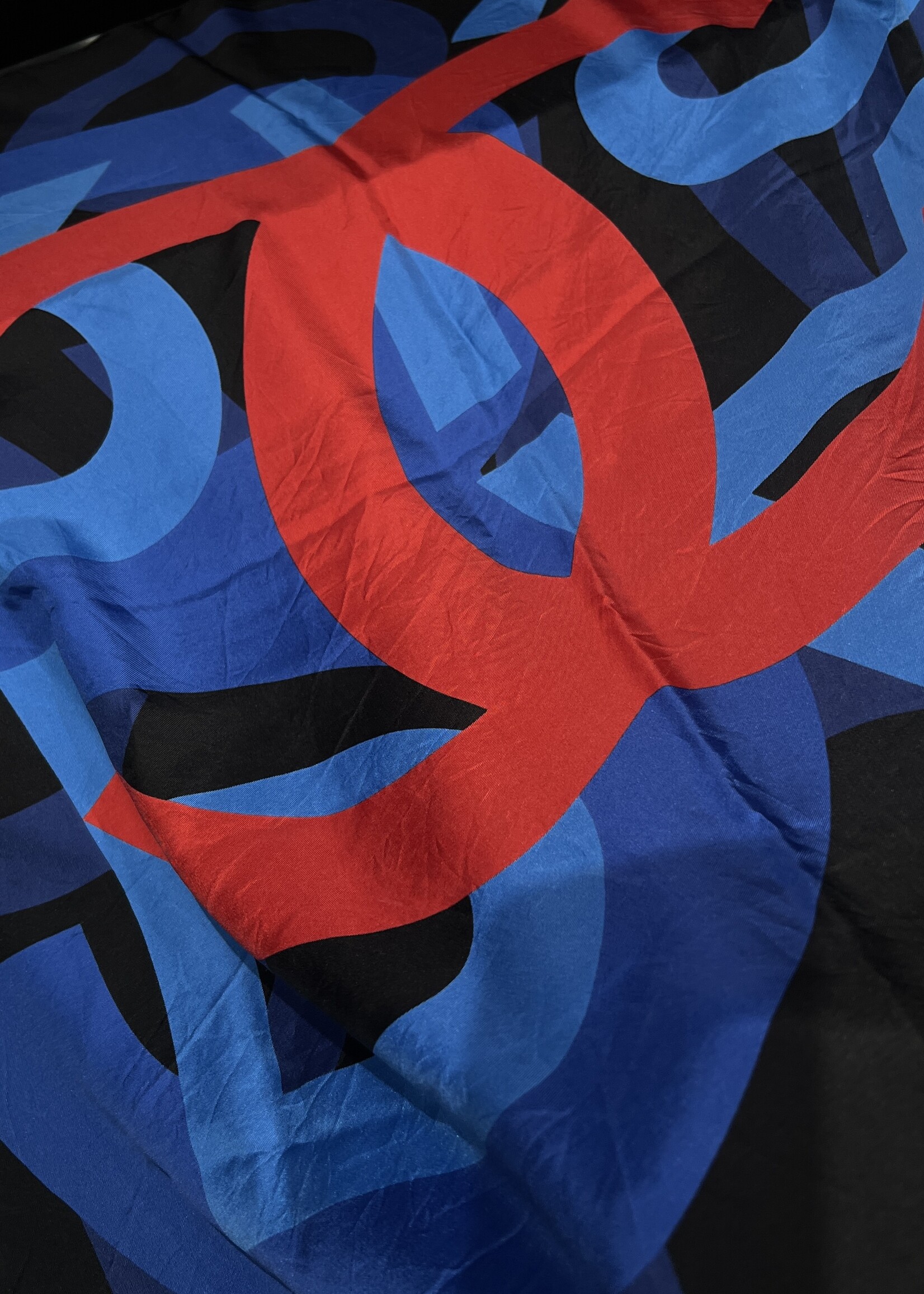 Chanel Chanel Silk Navy Scarf