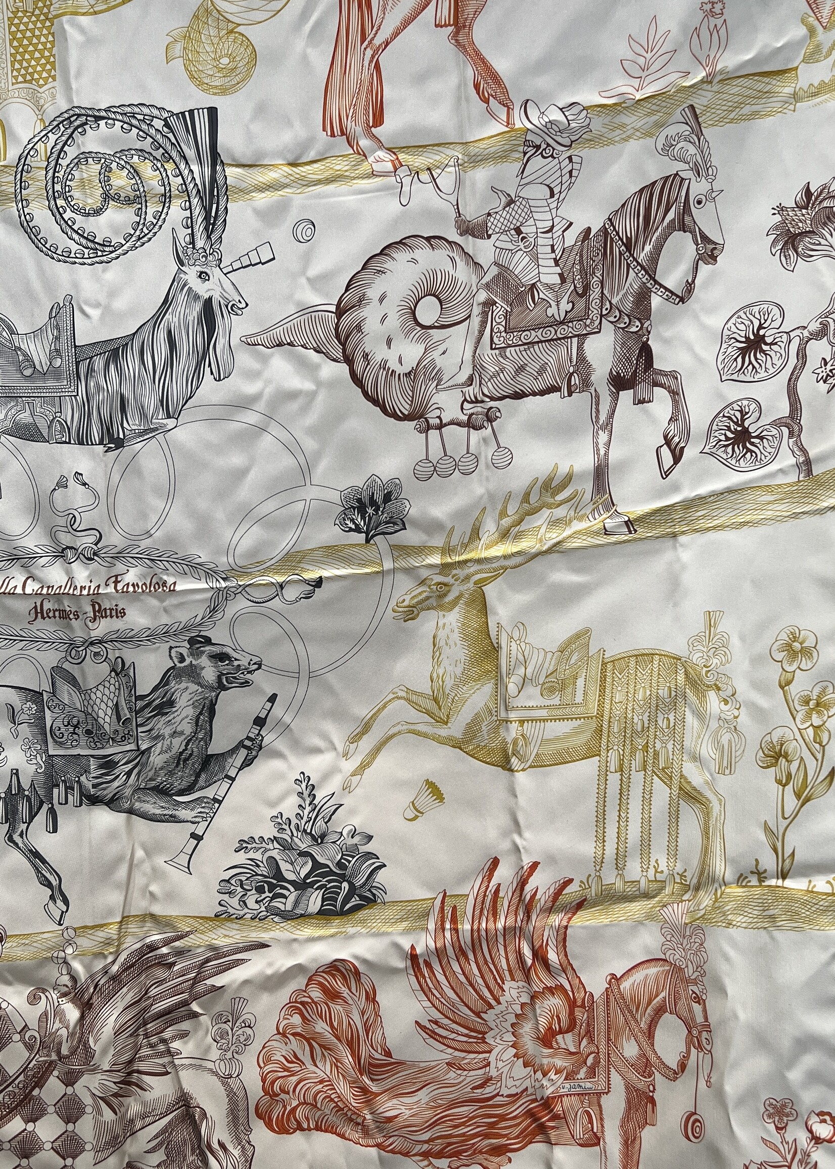 Hermes Hermes Della Cavalleria Favolosa Double Face Silk Scarf