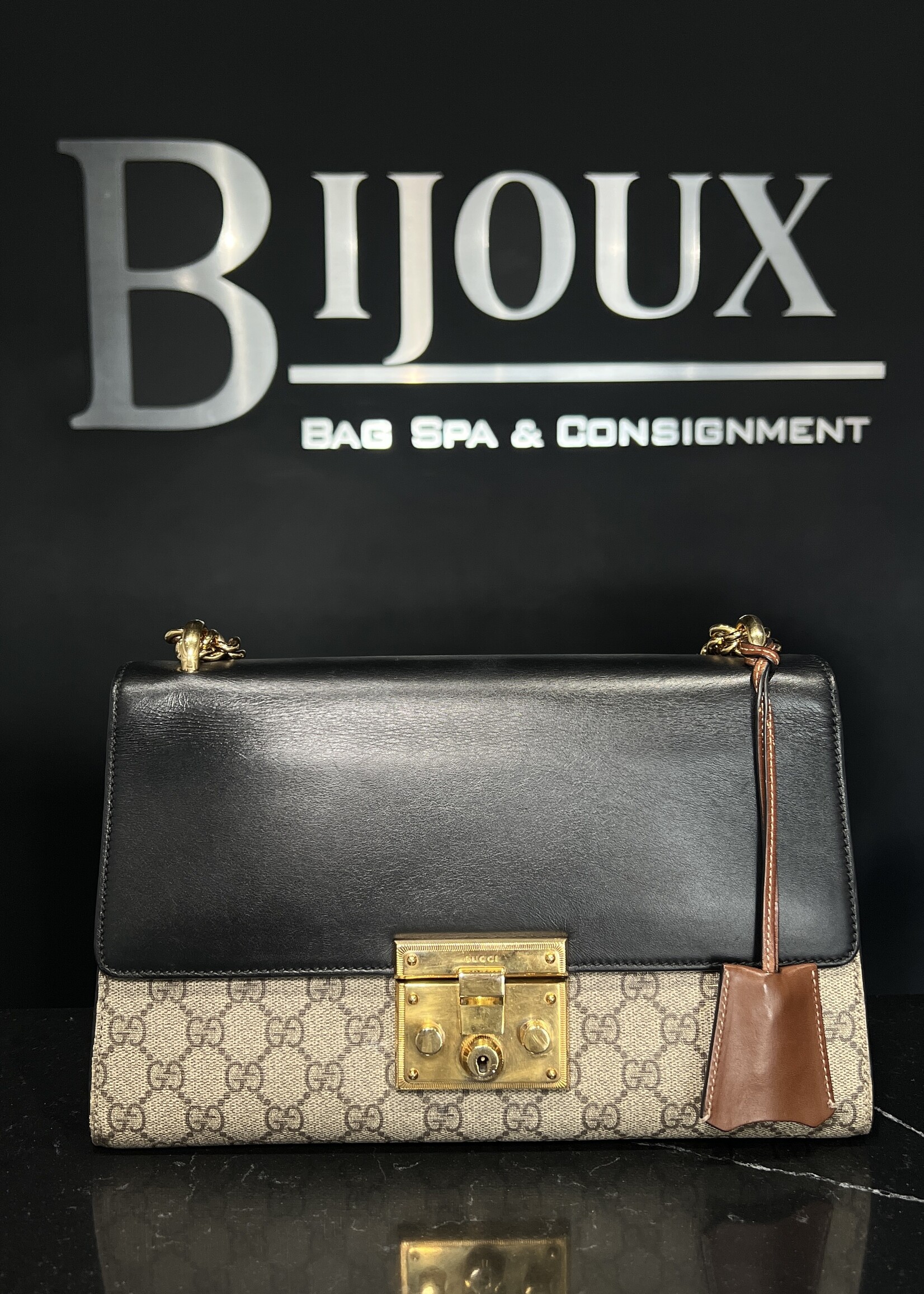 Gucci SOLD - Gucci Black Padlock Vinyl Crossbody