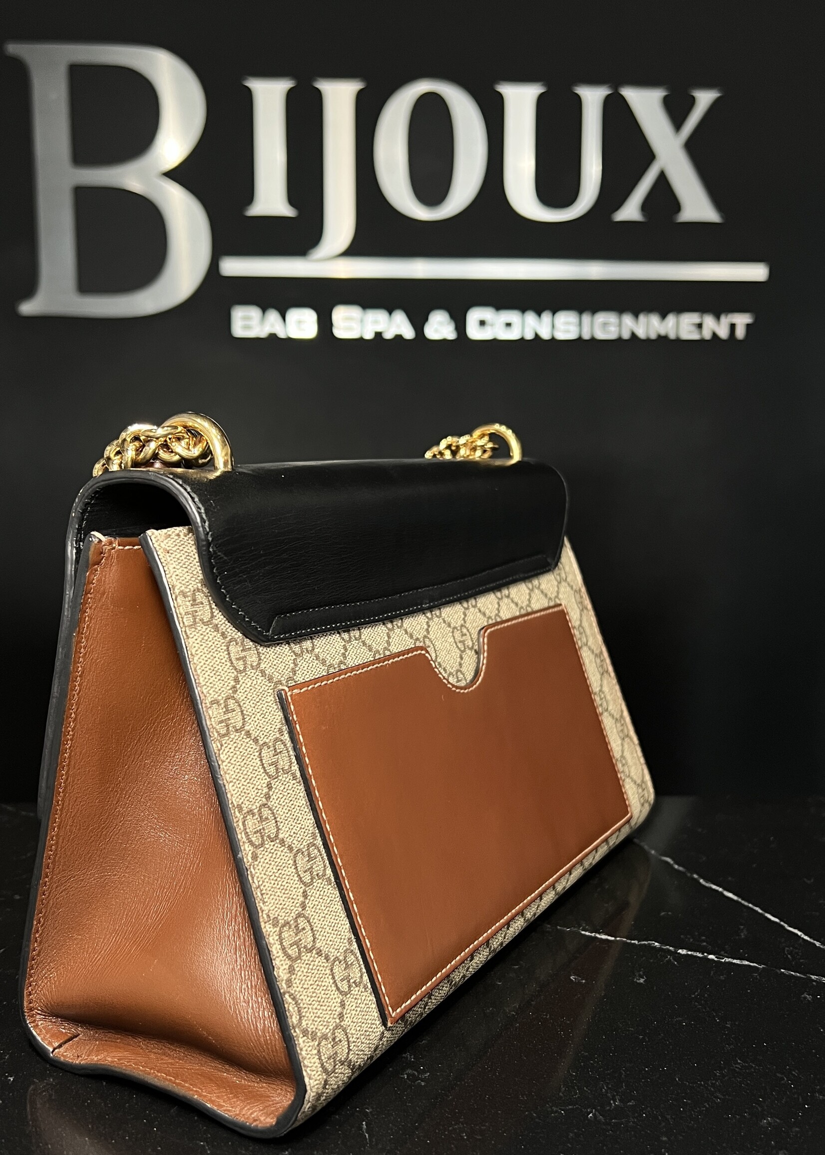 Gucci SOLD - Gucci Black Padlock Vinyl Crossbody