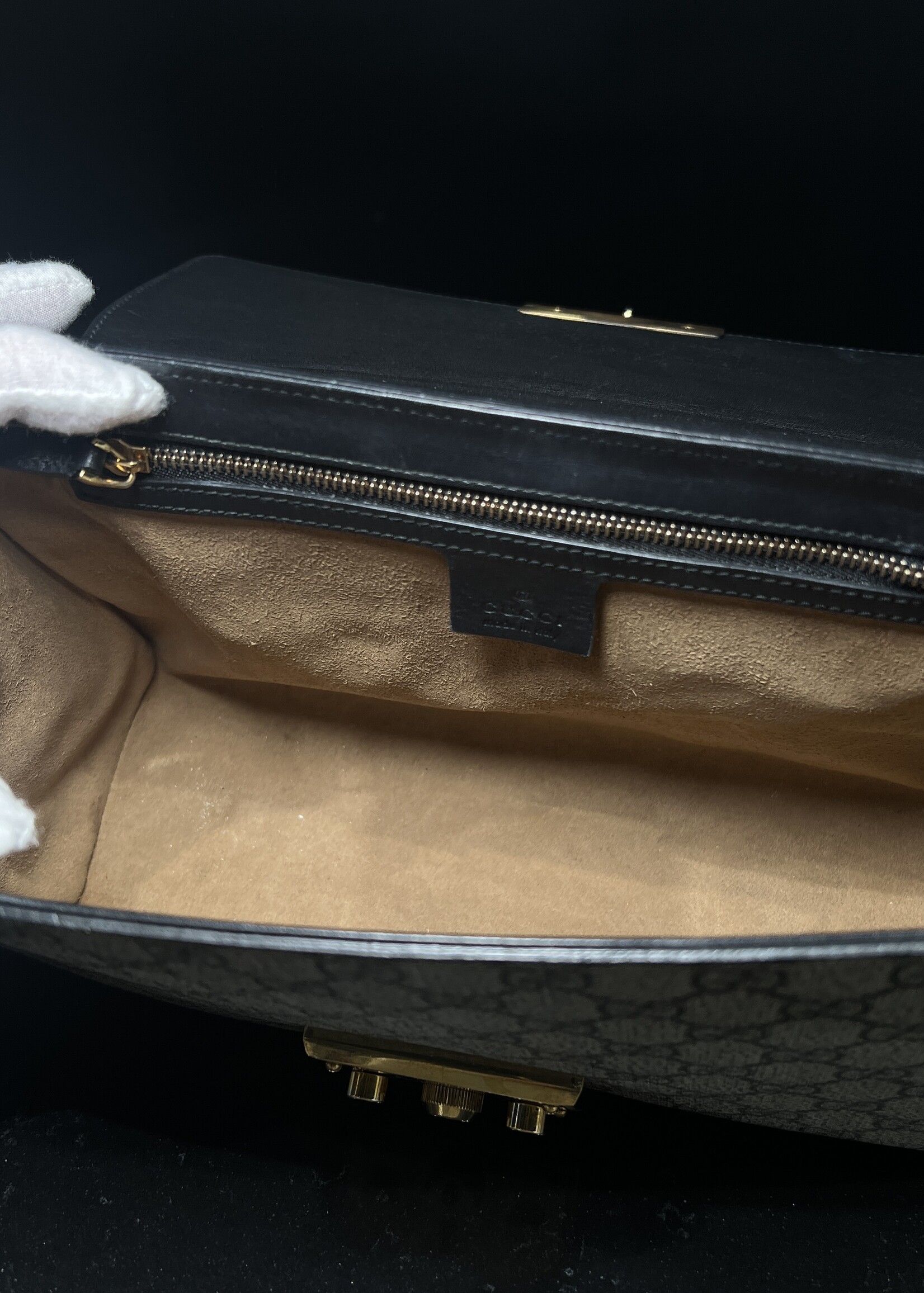 Gucci SOLD - Gucci Black Padlock Vinyl Crossbody