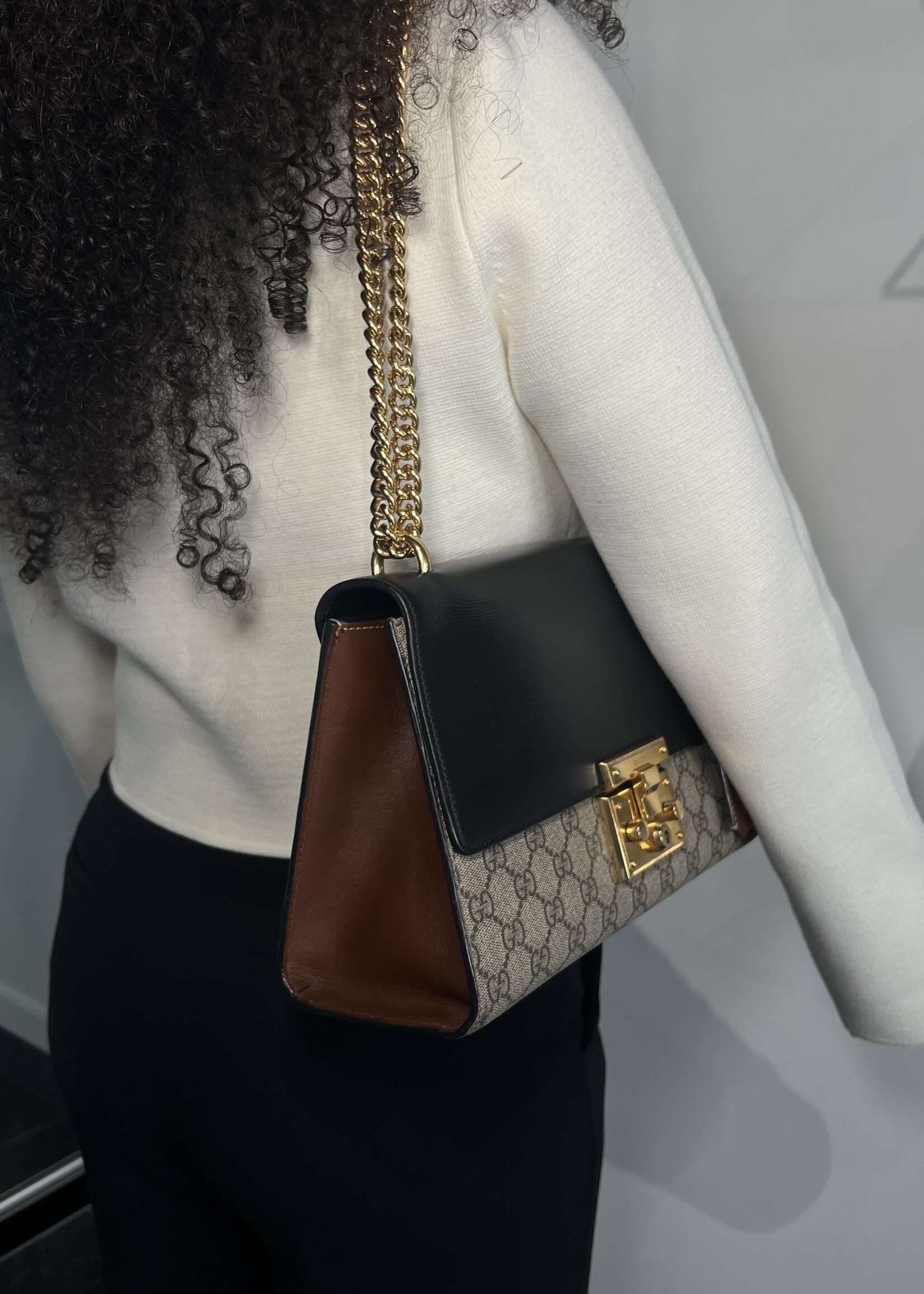 Gucci SOLD - Gucci Black Padlock Vinyl Crossbody