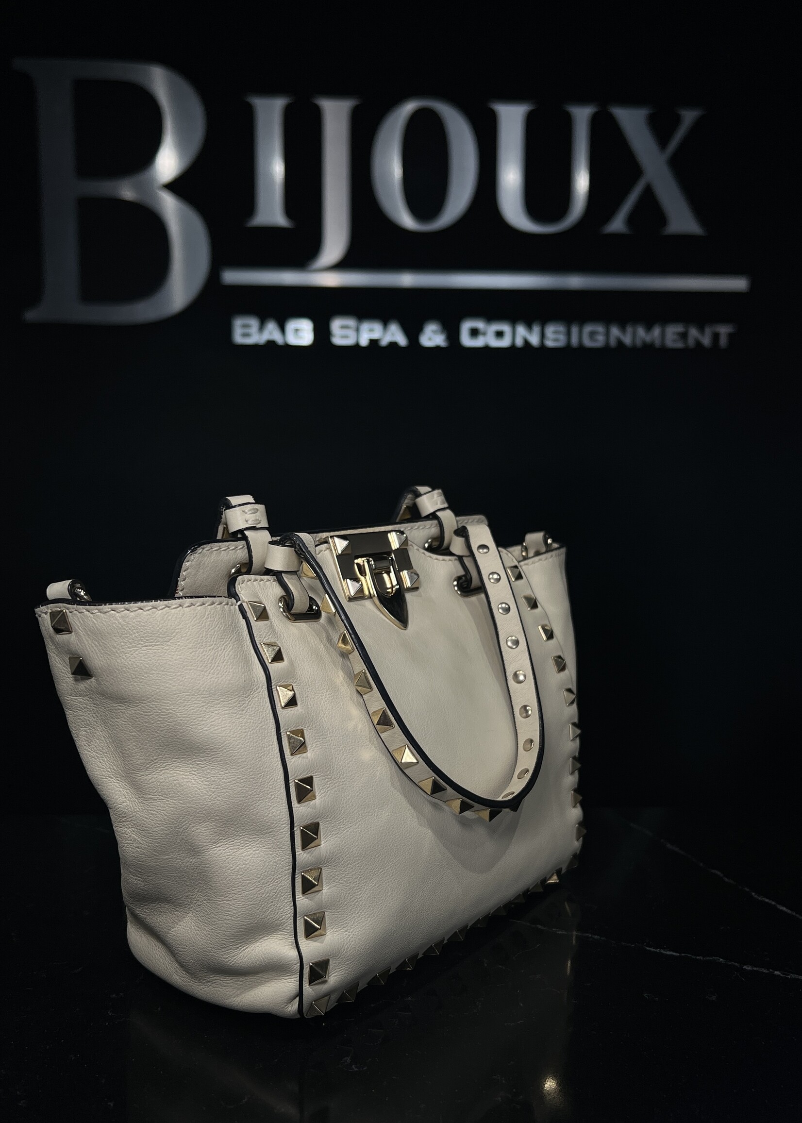 Valentino Valentino Rockstud Small White Tote