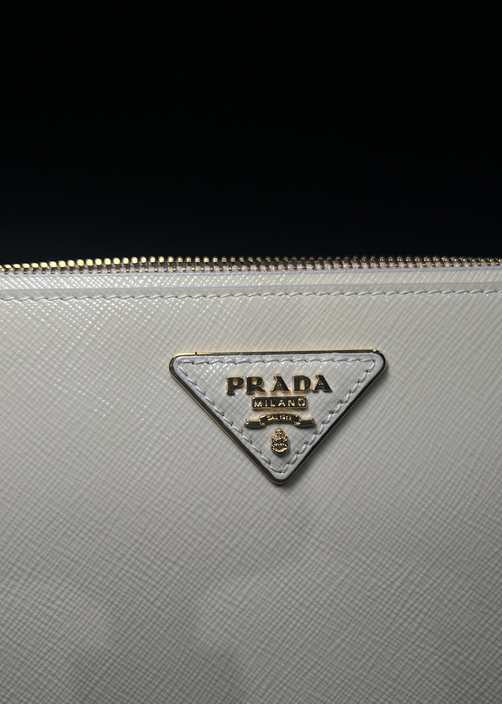 Prada Prada Saffiano Vernice Studded Clutch